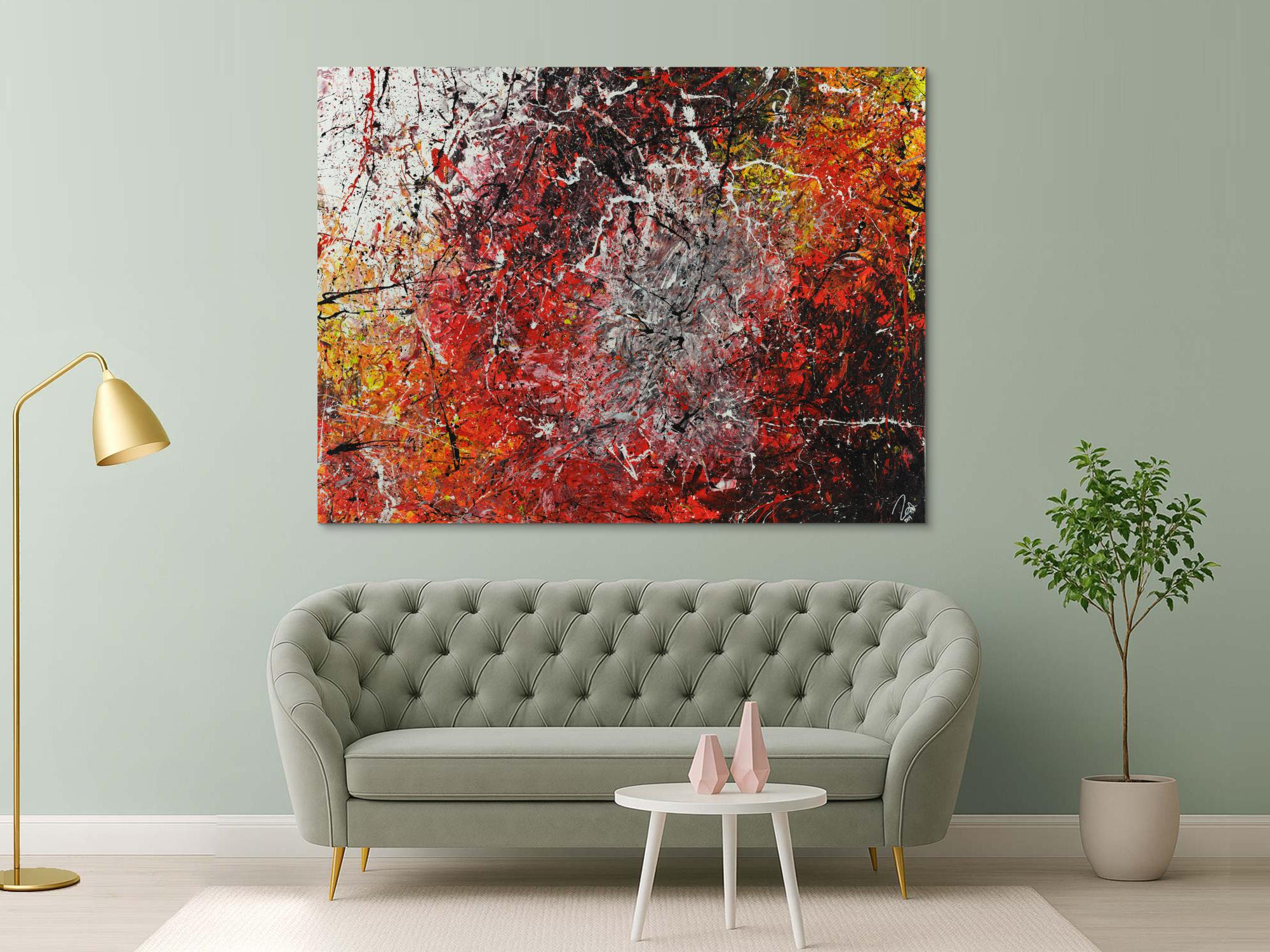 Abstrakres Acrylbild Action Painting Modern Art zeitgenössisch expressionistisch groß auf Leinwand handgemalt