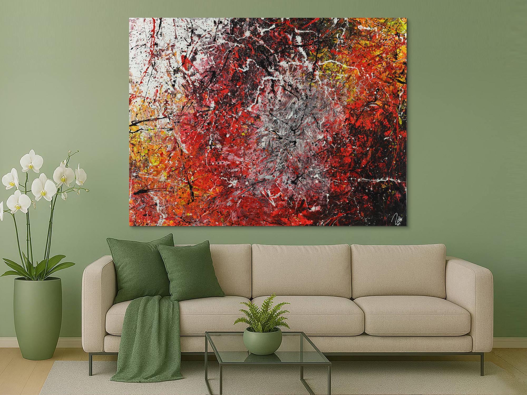Abstrakres Acrylbild Action Painting Modern Art zeitgenössisch expressionistisch groß auf Leinwand handgemalt