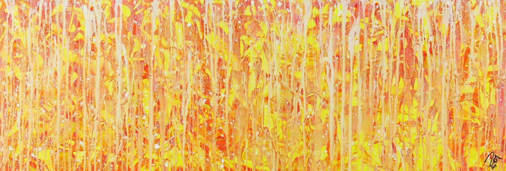 Abstraktes Acrylbild geld orange weiß Modern Art zeitgenössisch abstrakt expressionistisch handgemalt 