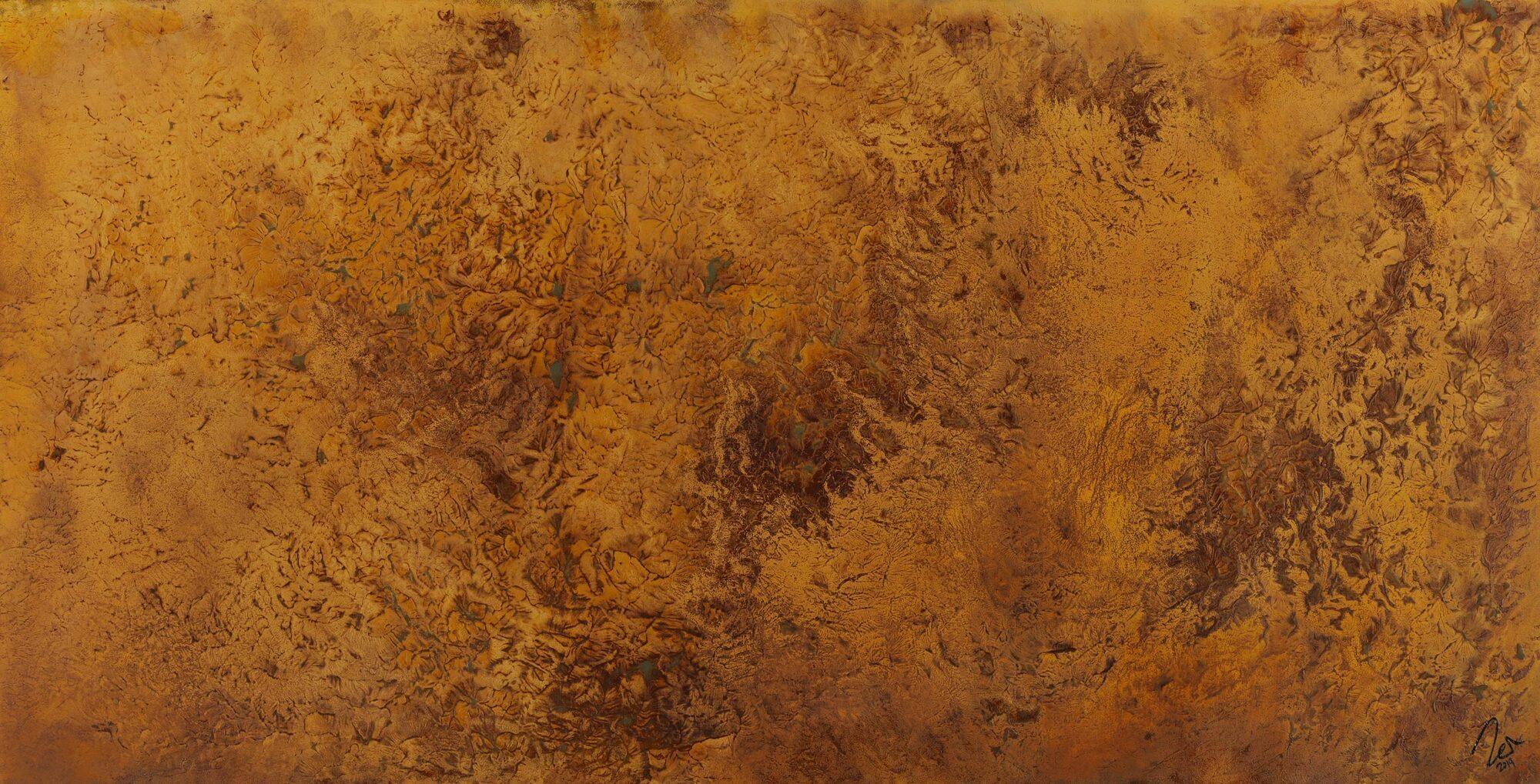 Abstraktes Gemälde aus echtem Rost auf Leinwand handgemalt zeitgenössisch modern groß