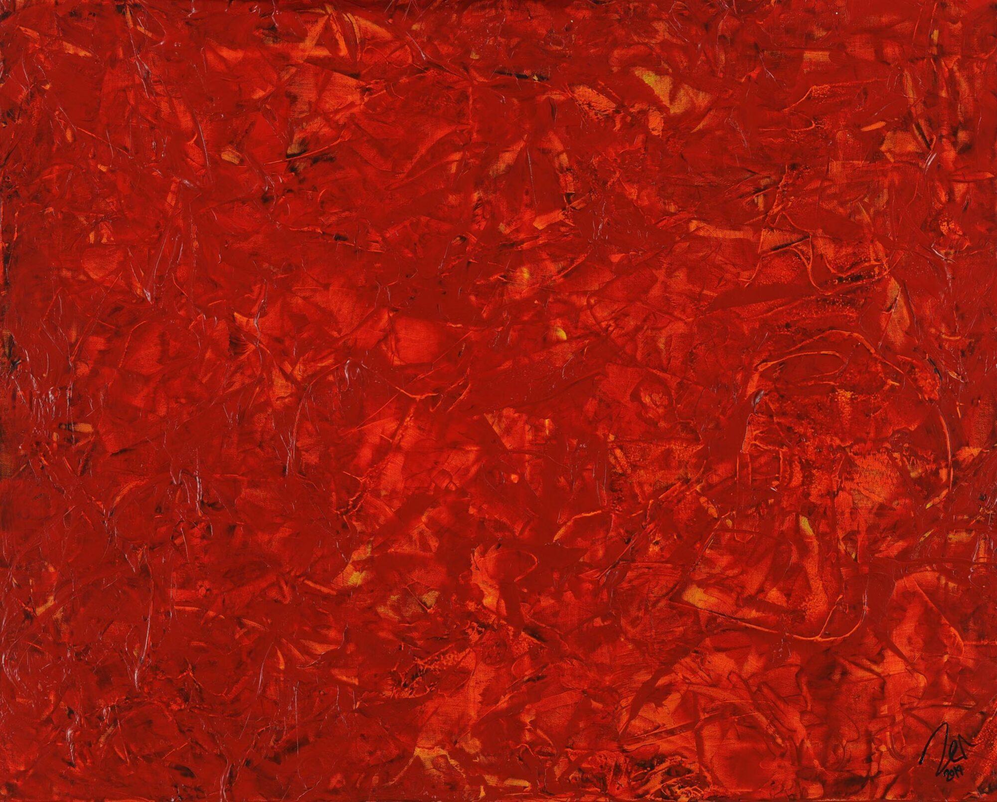 Abstraktes Acrylbild modernes Gemälde rot zeitgenössisch Modern Art handgemalt auf Leinand