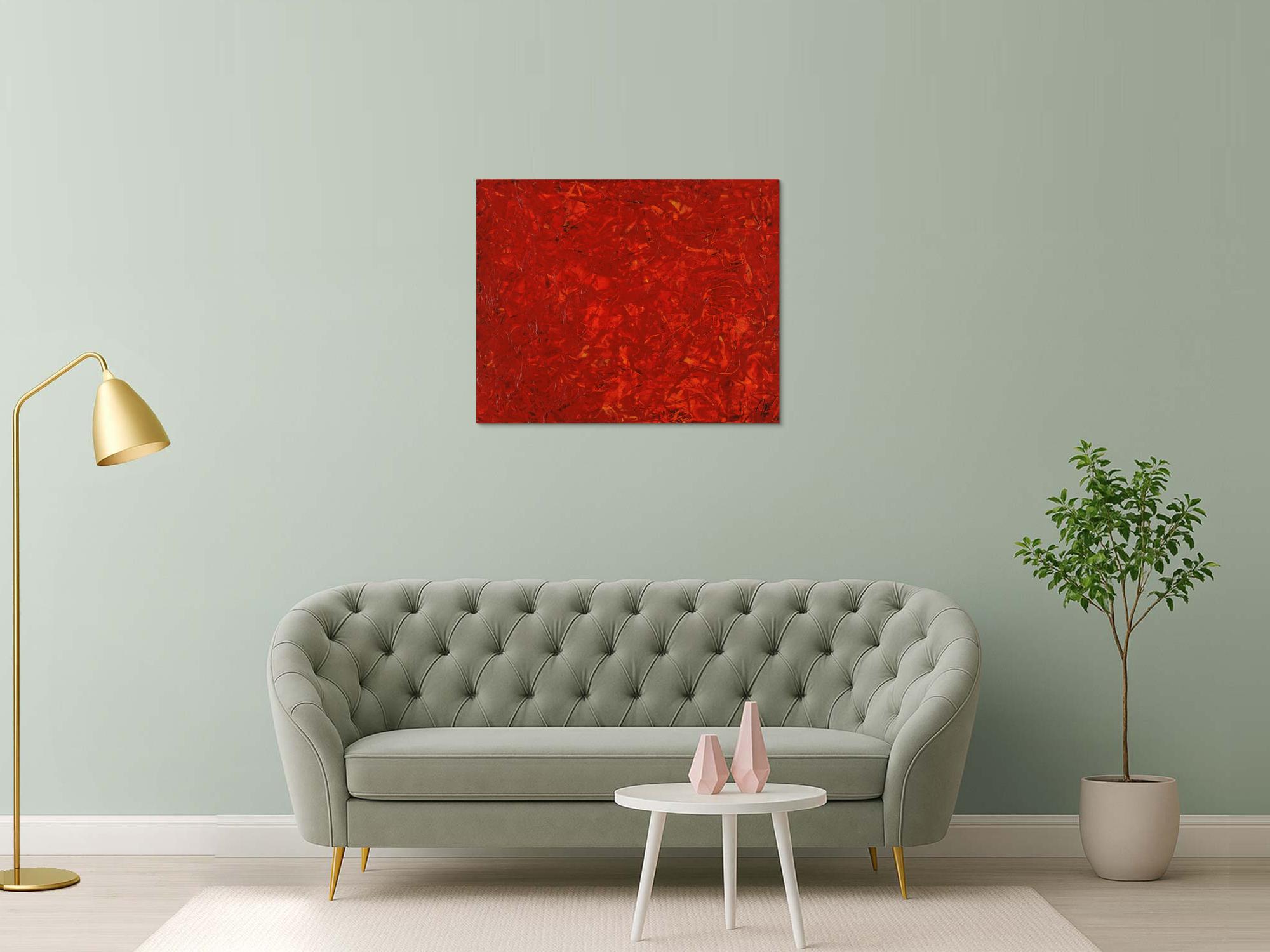 Abstraktes Acrylbild modernes Gemälde rot zeitgenössisch Modern Art handgemalt auf Leinand