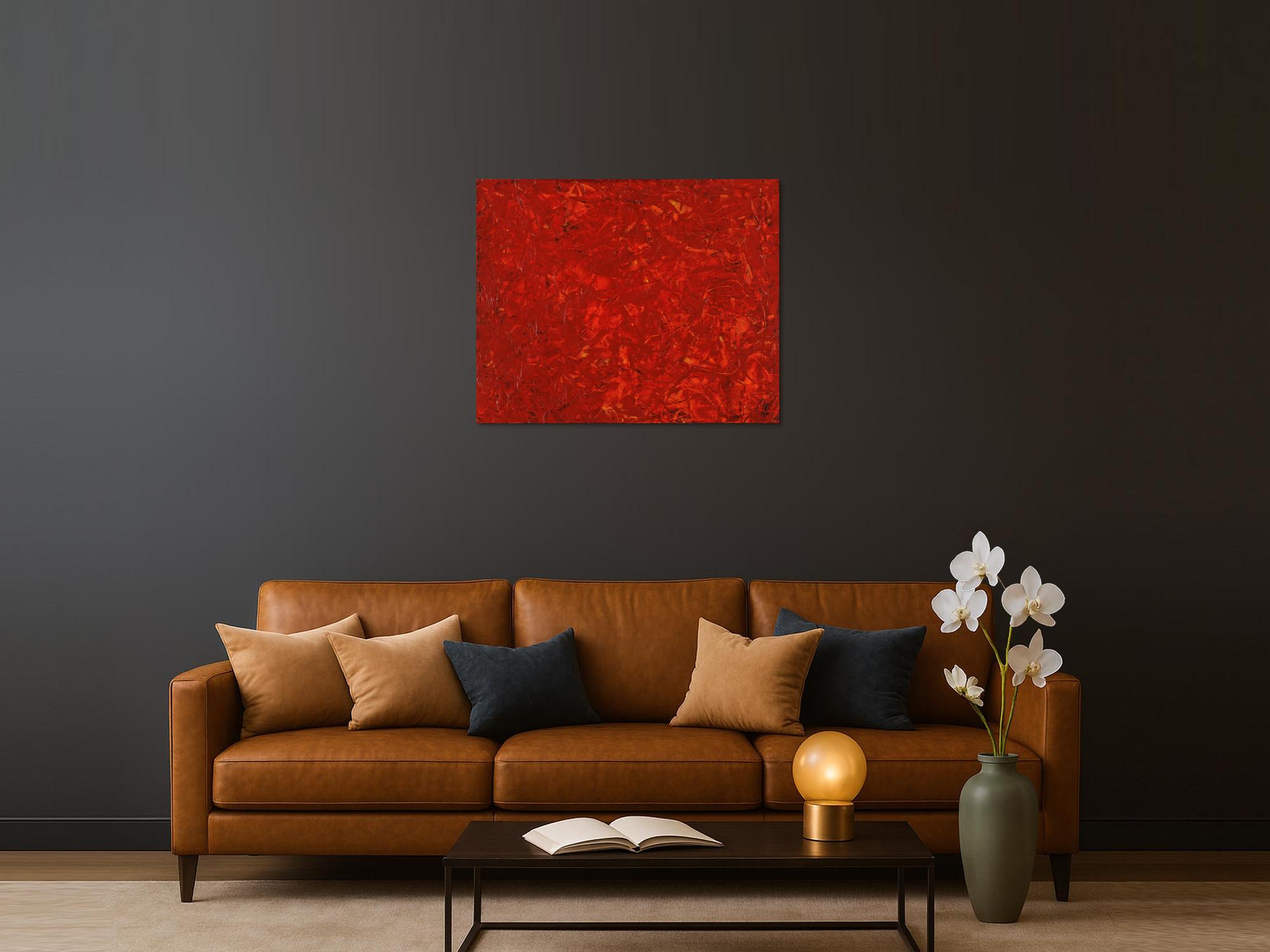 Abstraktes Acrylbild modernes Gemälde rot zeitgenössisch Modern Art handgemalt auf Leinand