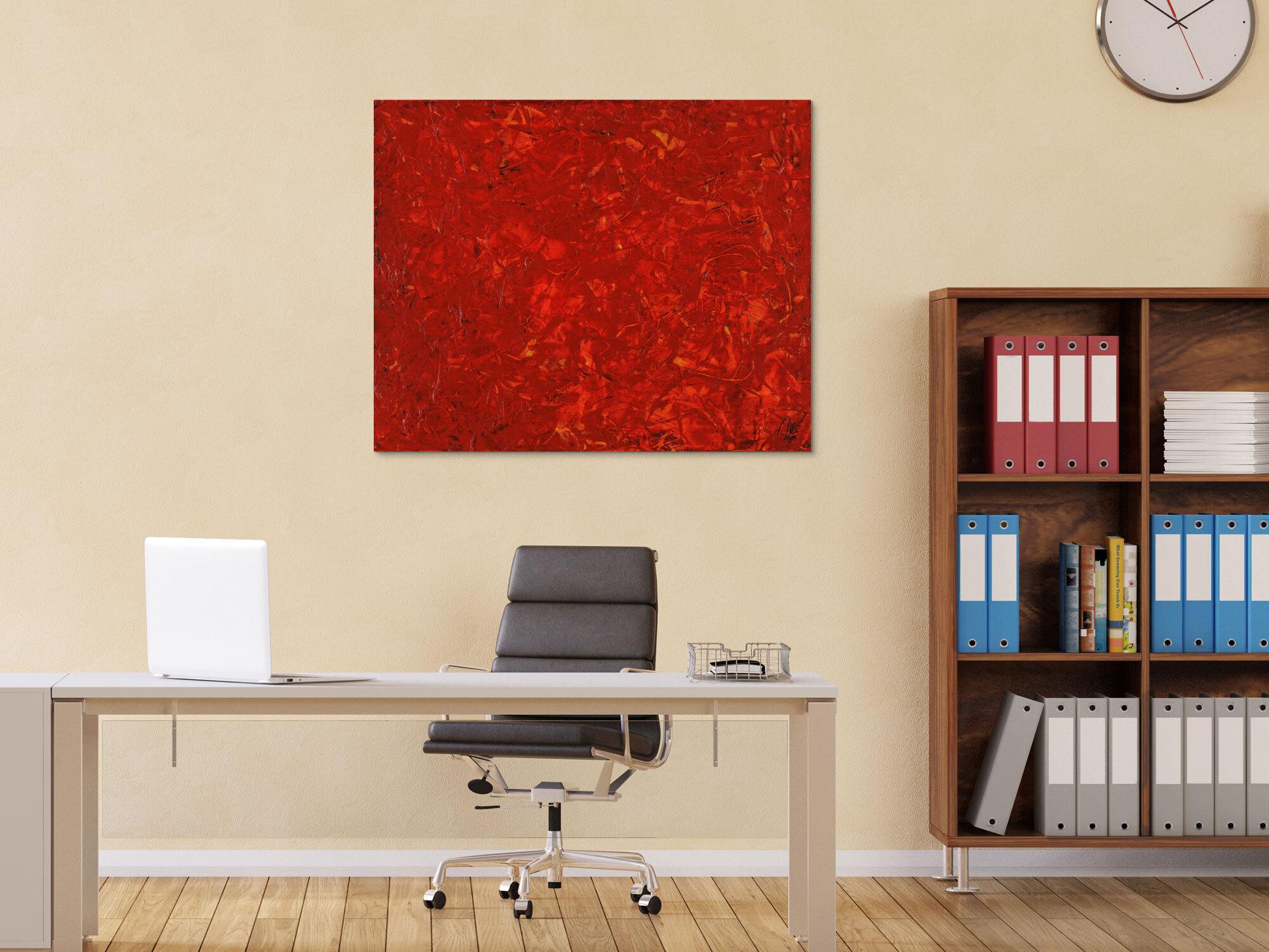 Abstraktes Acrylbild modernes Gemälde rot zeitgenössisch Modern Art handgemalt auf Leinand