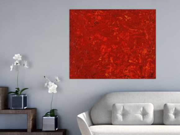Abstraktes Acrylbild modernes Gemälde rot zeitgenössisch Modern Art handgemalt auf Leinand