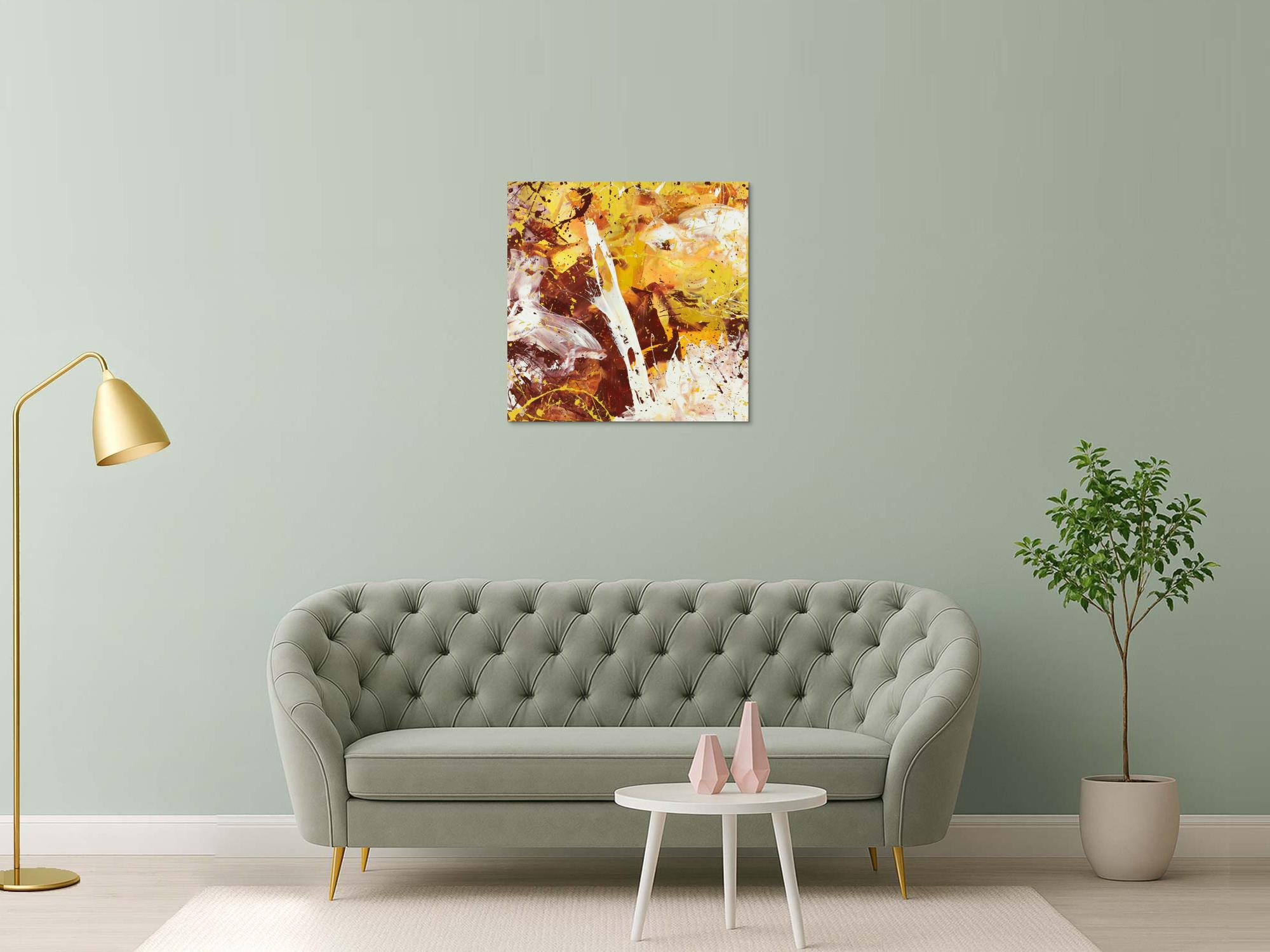 Abstraktes Acrylbild Modern Art handgemalt auf Leinwand Action Painting quadratisch