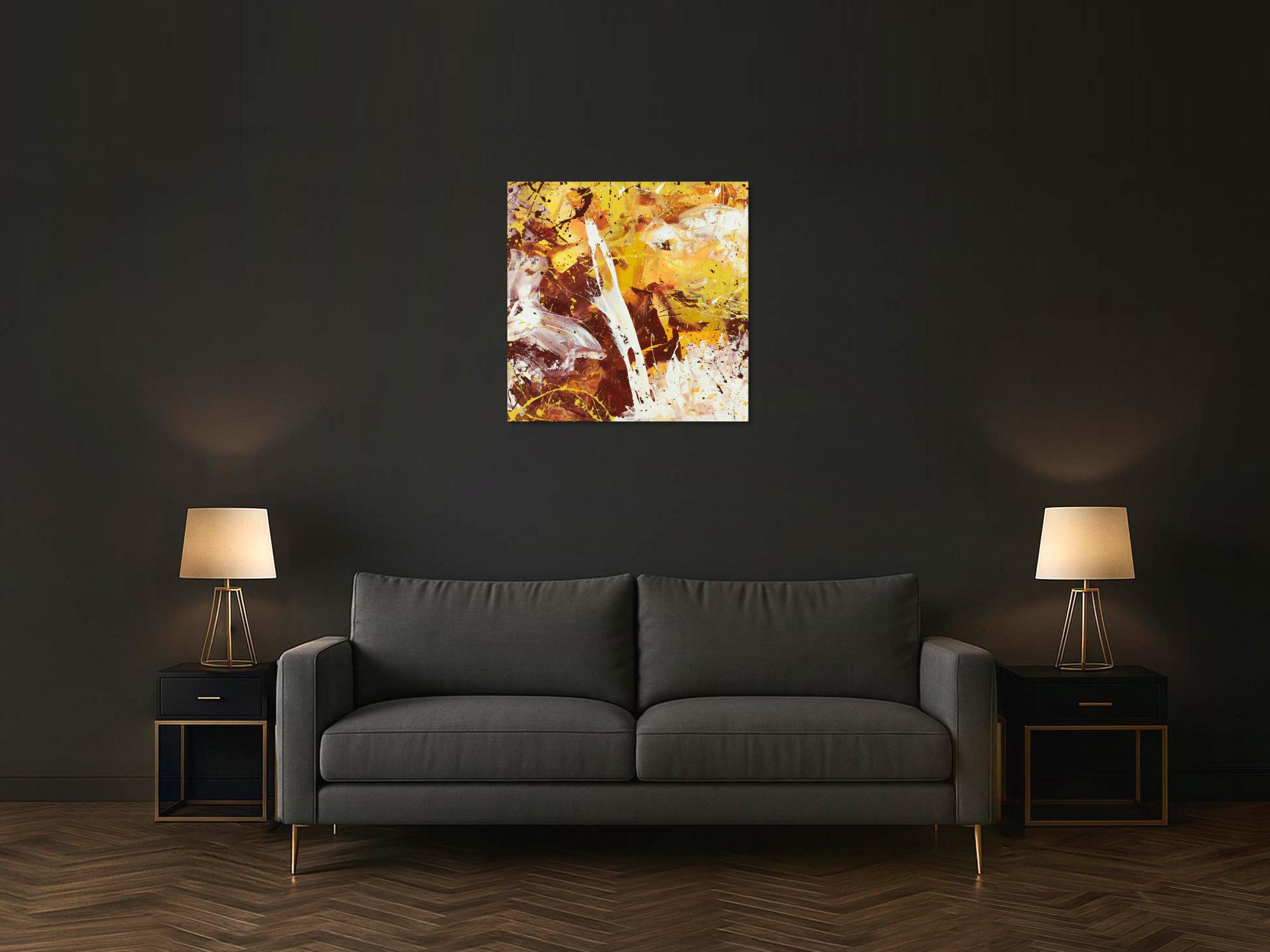 Abstraktes Acrylbild Modern Art handgemalt auf Leinwand Action Painting quadratisch