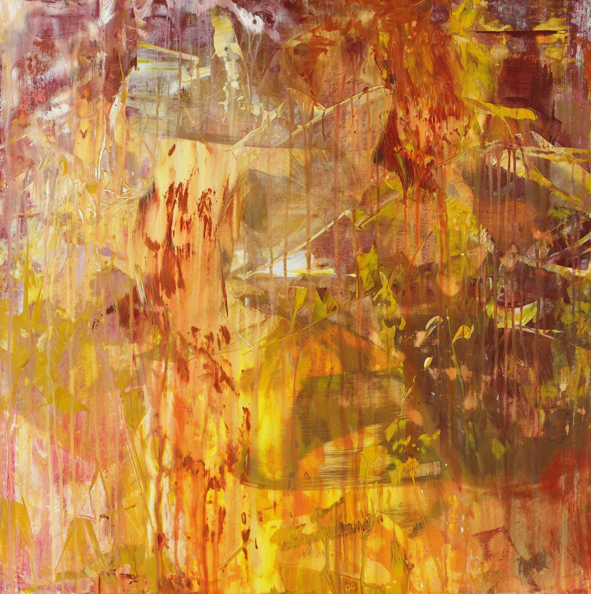 Abstraktes Acrylbild Modern Art handgemalt auf Leinwand Action Painting quadratisch