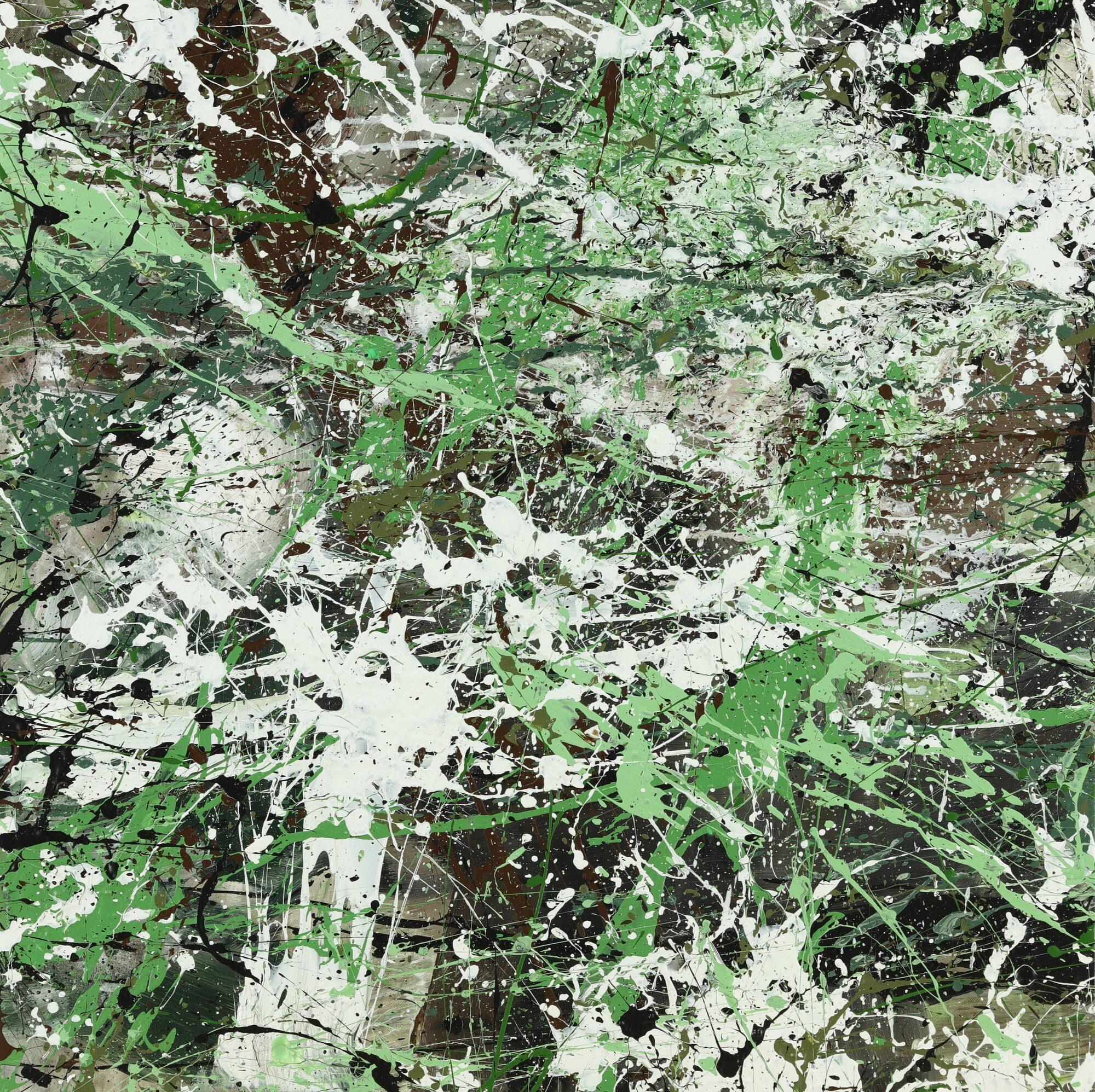 Abstraktes Acrylbild Modern Art handgemalt auf Leinwand Action Painting quadratisch