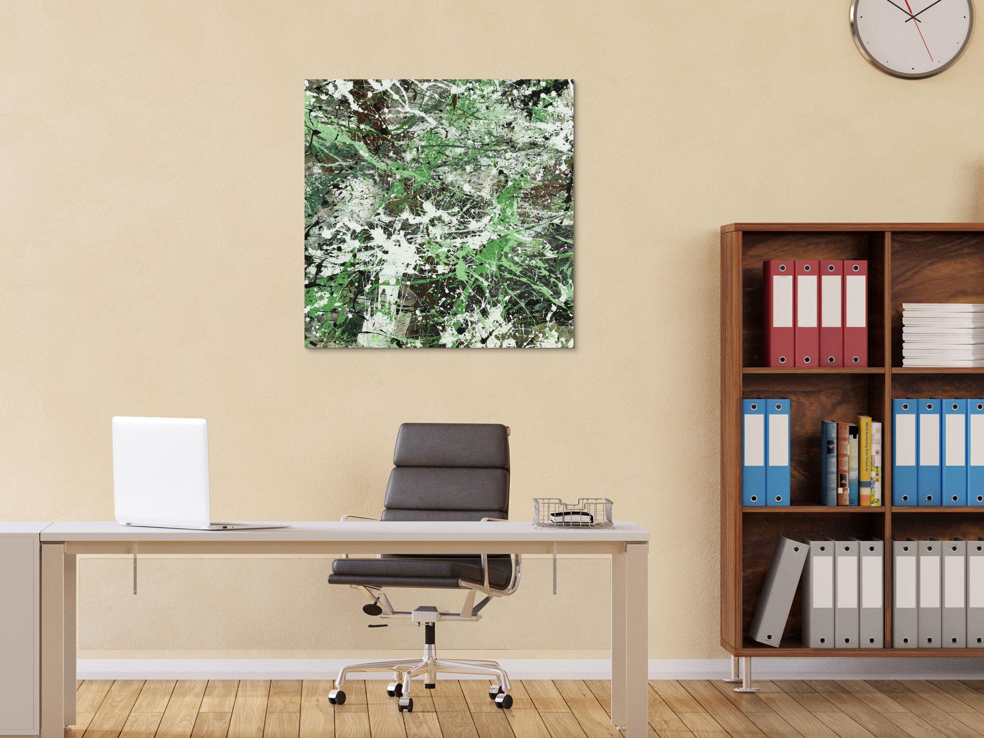 Abstraktes Acrylbild Modern Art handgemalt auf Leinwand Action Painting quadratisch