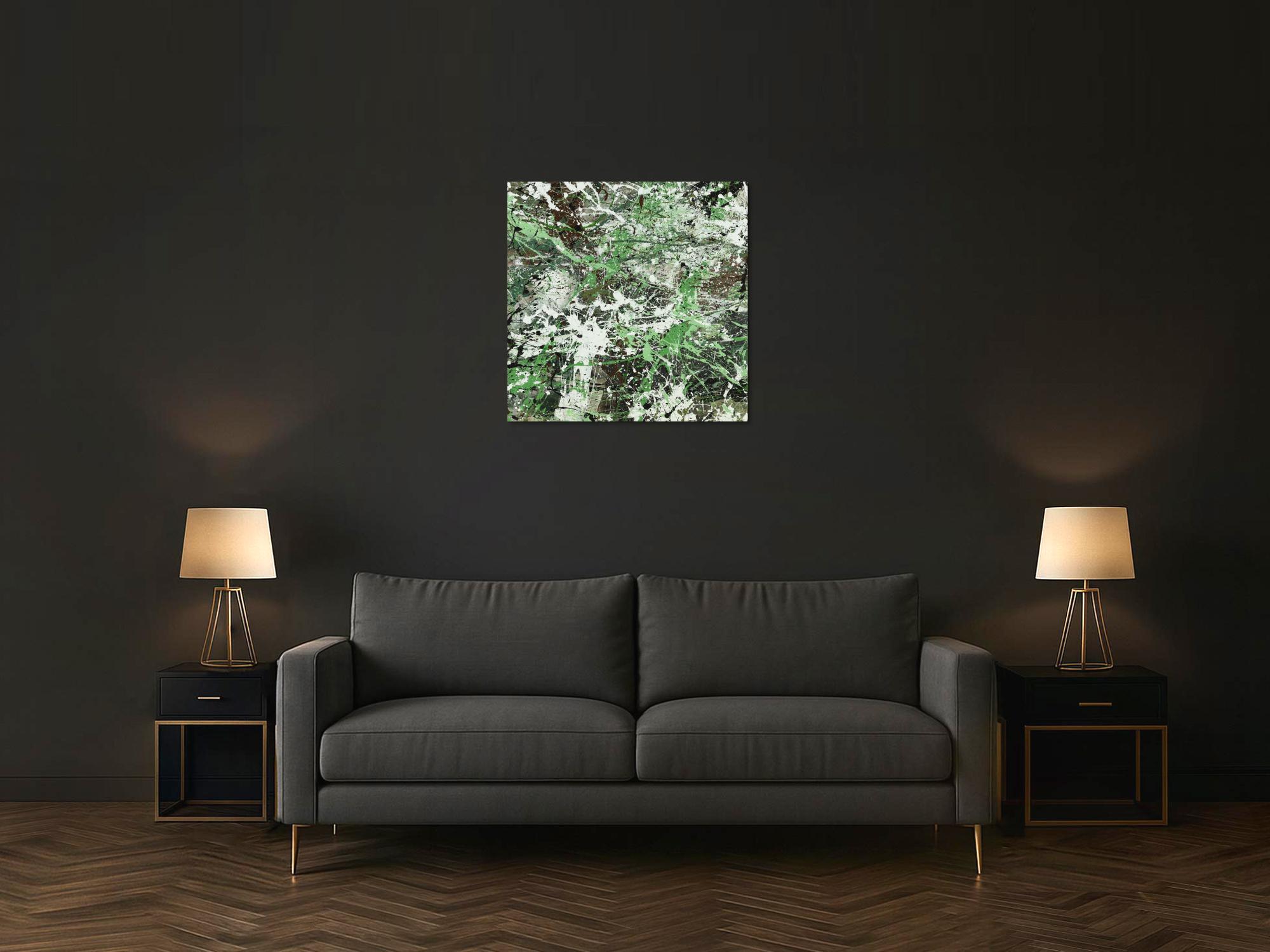 Abstraktes Acrylbild Modern Art handgemalt auf Leinwand Action Painting quadratisch