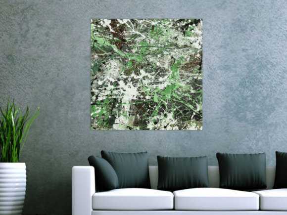 Abstraktes Acrylbild Modern Art handgemalt auf Leinwand Action Painting quadratisch