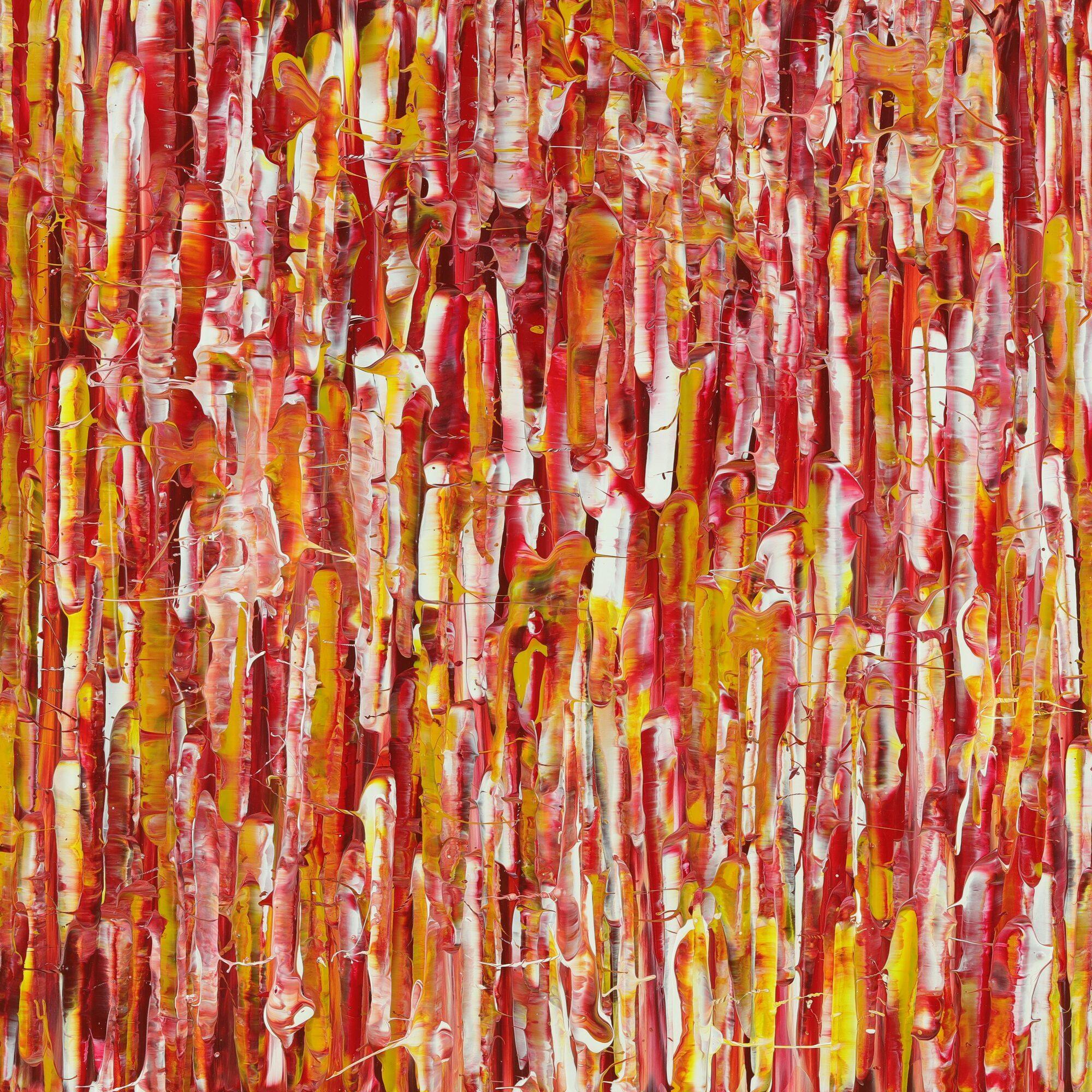 Abstraktes Acrylbild Modern Art handgemalt auf Leinwand Action Painting quadratisch