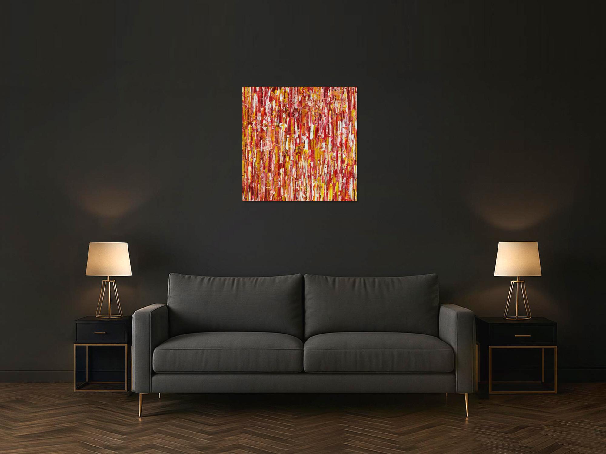 Abstraktes Acrylbild Modern Art handgemalt auf Leinwand Action Painting quadratisch