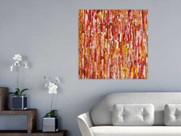 Abstraktes Acrylbild Modern Art handgemalt auf Leinwand Action Painting quadratisch