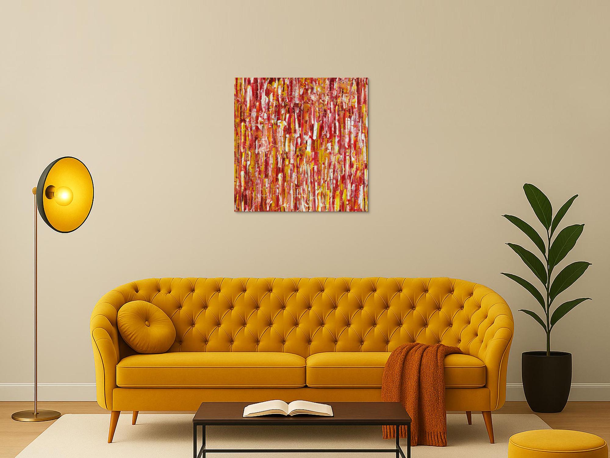 Abstraktes Acrylbild Modern Art handgemalt auf Leinwand Action Painting quadratisch