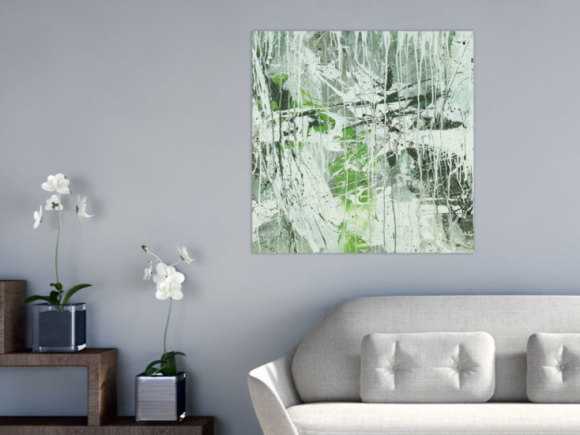 Abstraktes Acrylbild Modern Art handgemalt auf Leinwand Action Painting quadratisch