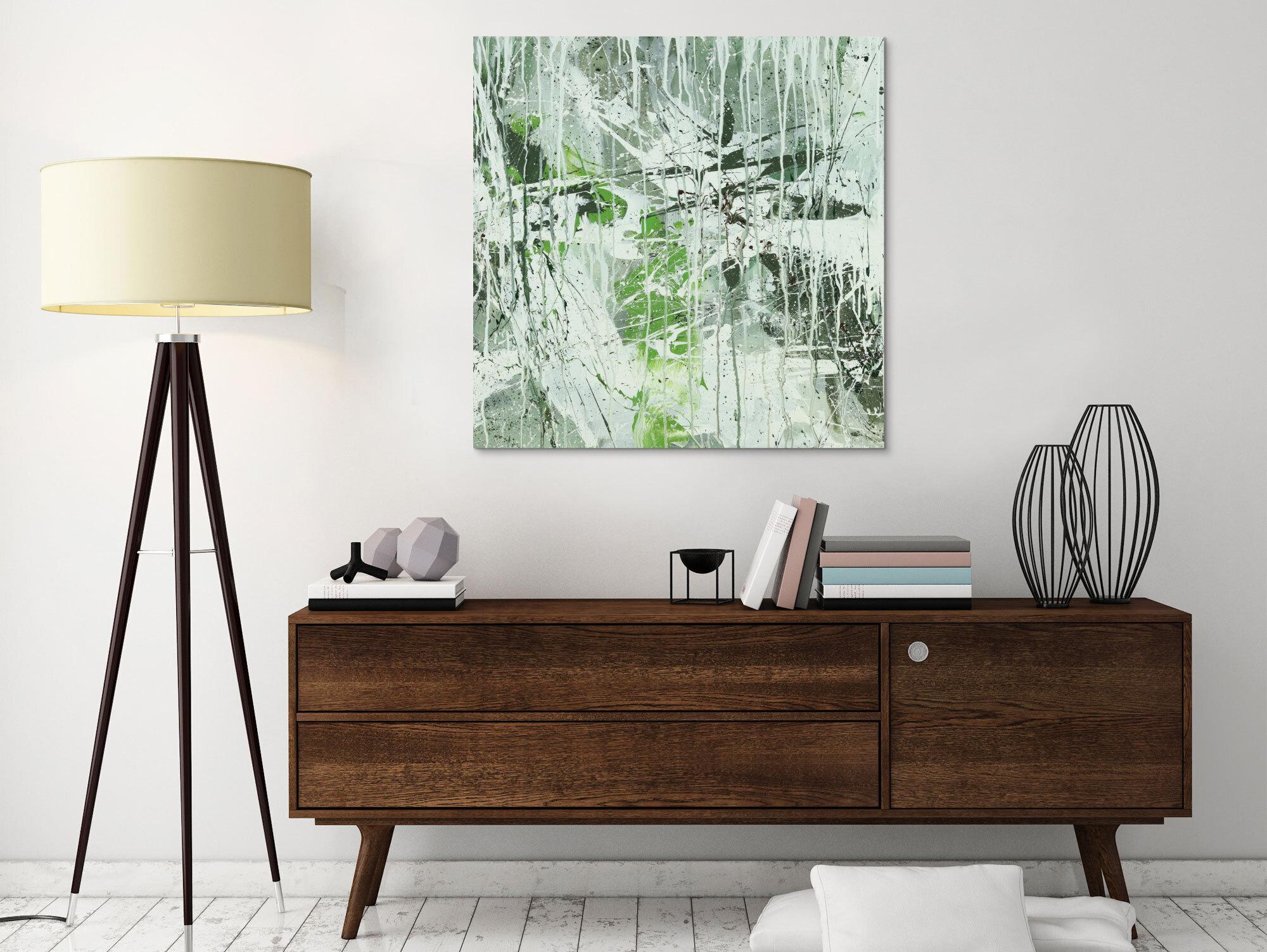 Abstraktes Acrylbild Modern Art handgemalt auf Leinwand Action Painting quadratisch