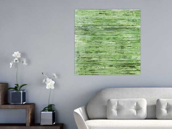 Abstraktes Acrylbild Modern Art handgemalt auf Leinwand Action Painting quadratisch