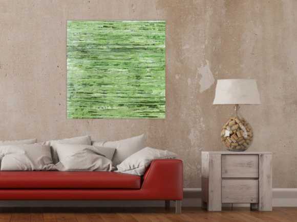 Abstraktes Acrylbild Modern Art handgemalt auf Leinwand Action Painting quadratisch