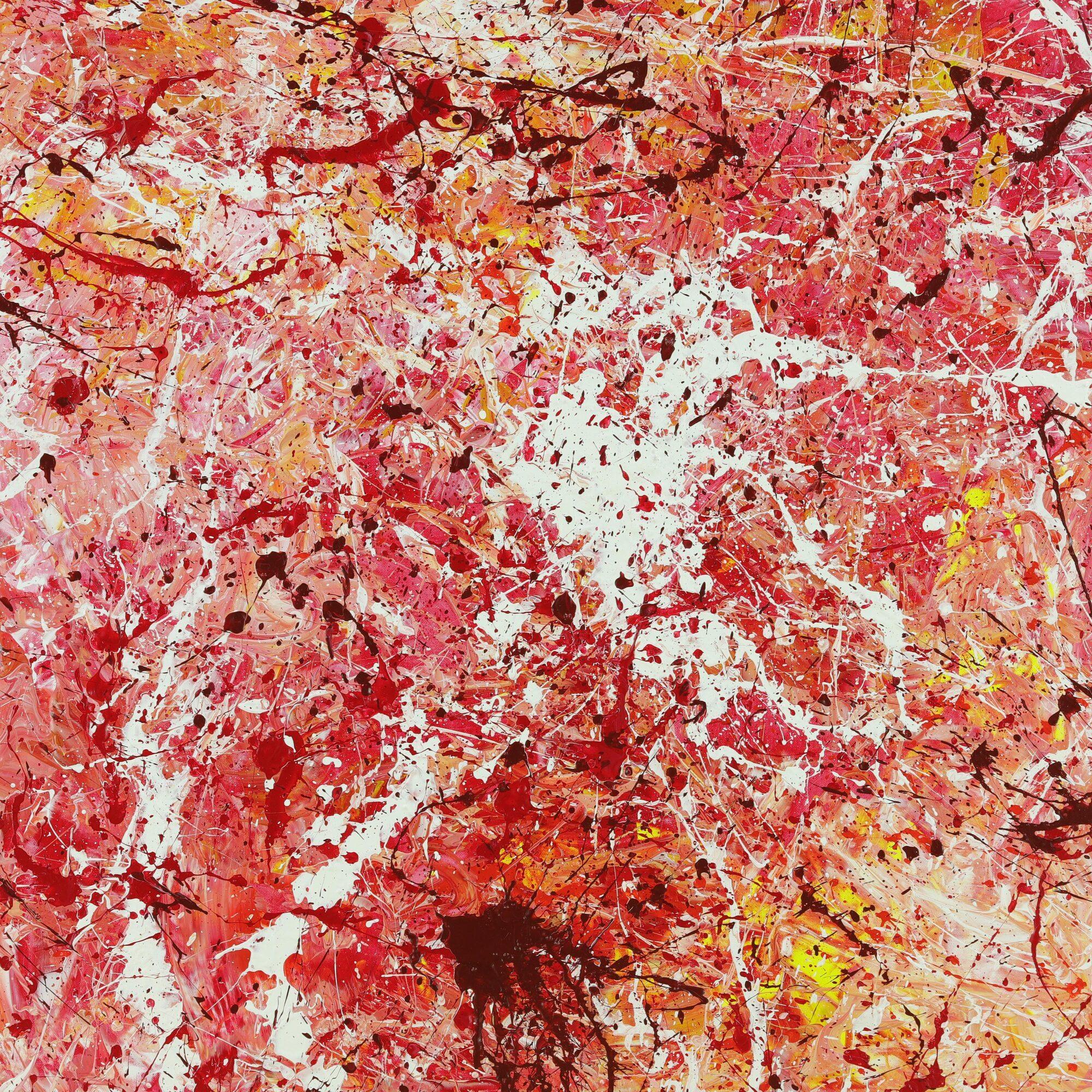 Abstraktes Acrylbild Modern Art handgemalt auf Leinwand Action Painting quadratisch