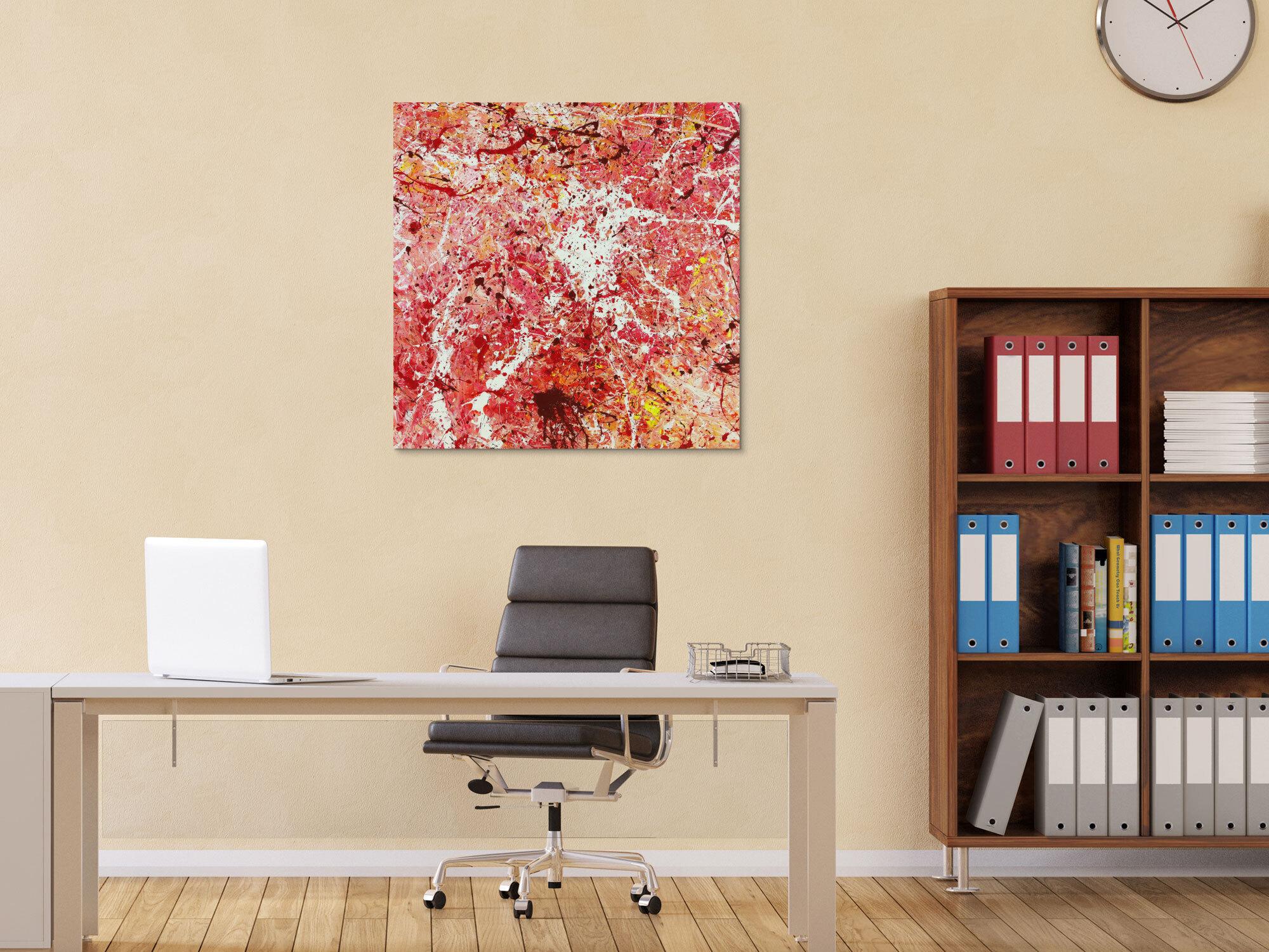 Abstraktes Acrylbild Modern Art handgemalt auf Leinwand Action Painting quadratisch