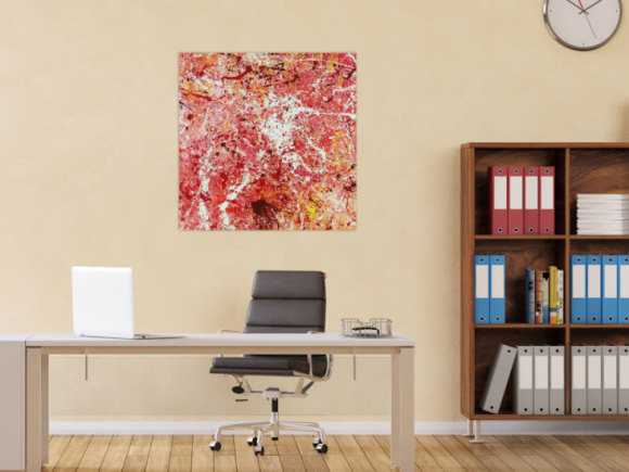 Abstraktes Acrylbild Modern Art handgemalt auf Leinwand Action Painting quadratisch