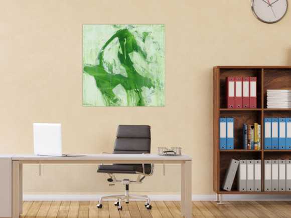 Abstraktes Acrylbild Modern Art handgemalt auf Leinwand Action Painting quadratisch