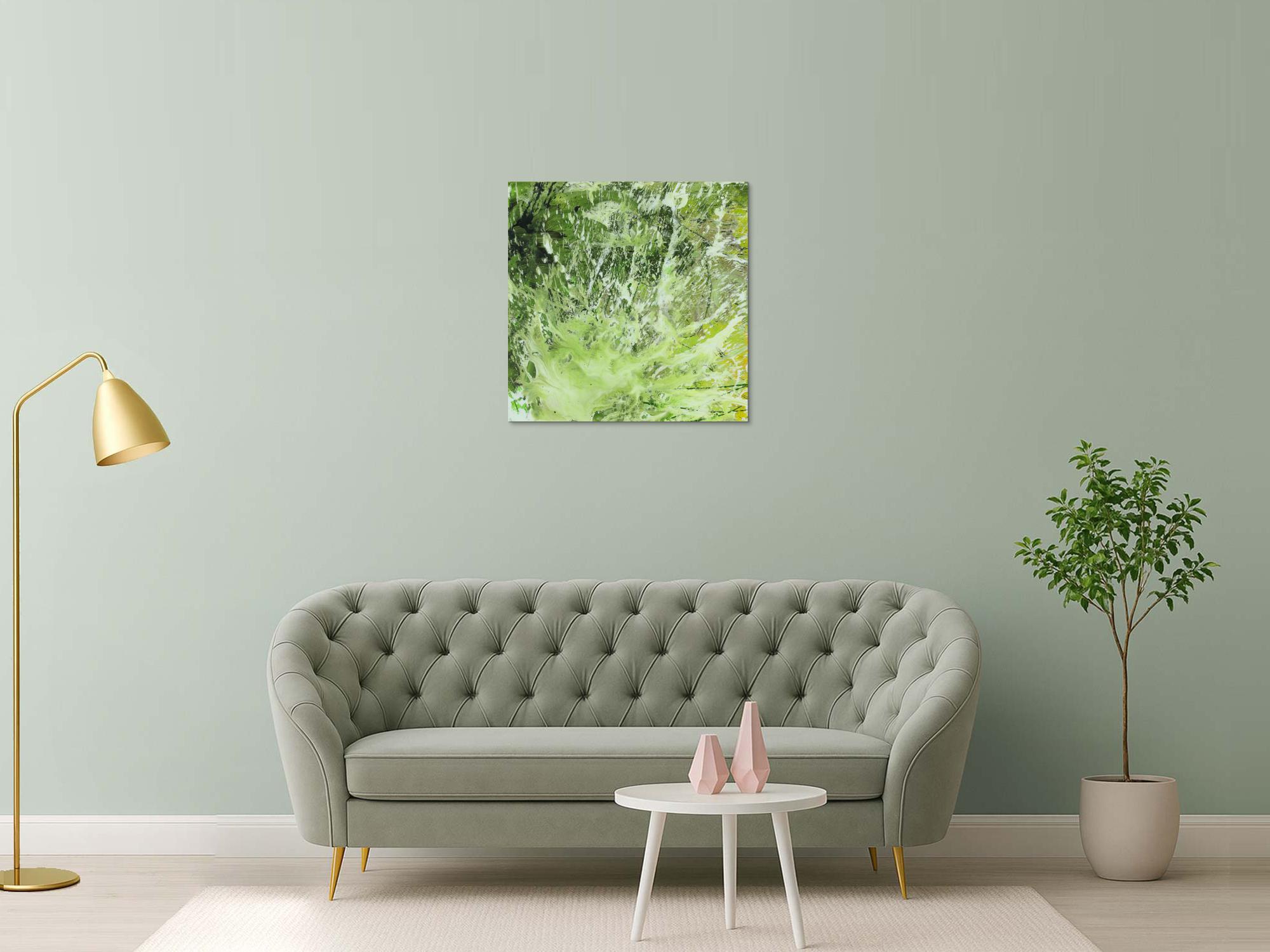 Abstraktes Acrylbild Modern Art handgemalt auf Leinwand Action Painting quadratisch