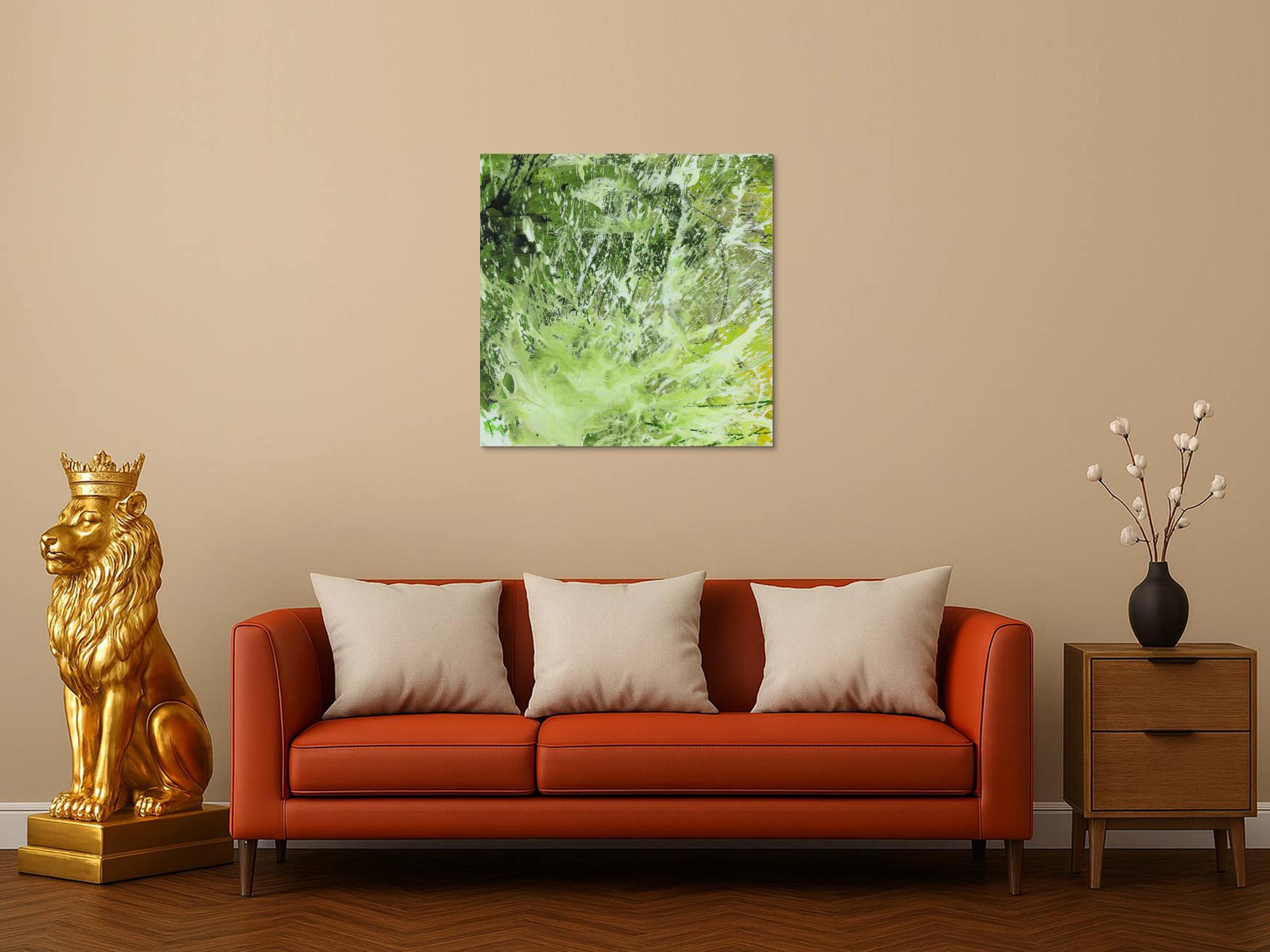 Abstraktes Acrylbild Modern Art handgemalt auf Leinwand Action Painting quadratisch