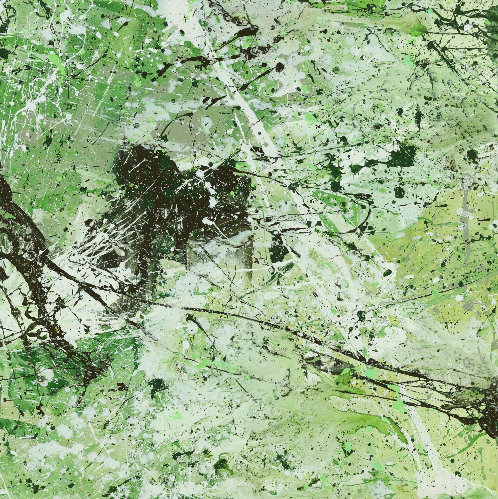 Abstraktes Acrylbild Modern Art handgemalt auf Leinwand Action Painting quadratisch