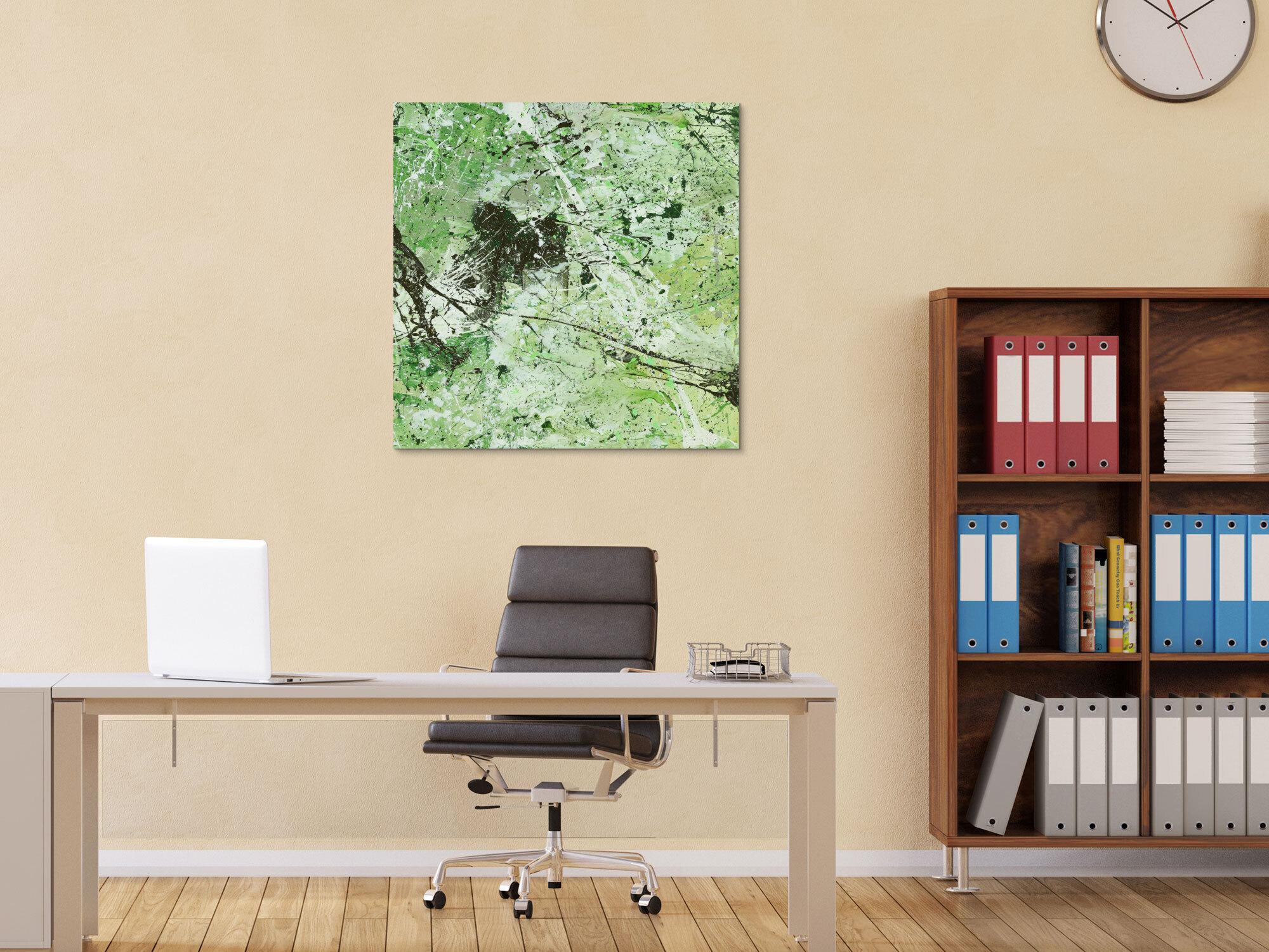 Abstraktes Acrylbild Modern Art handgemalt auf Leinwand Action Painting quadratisch