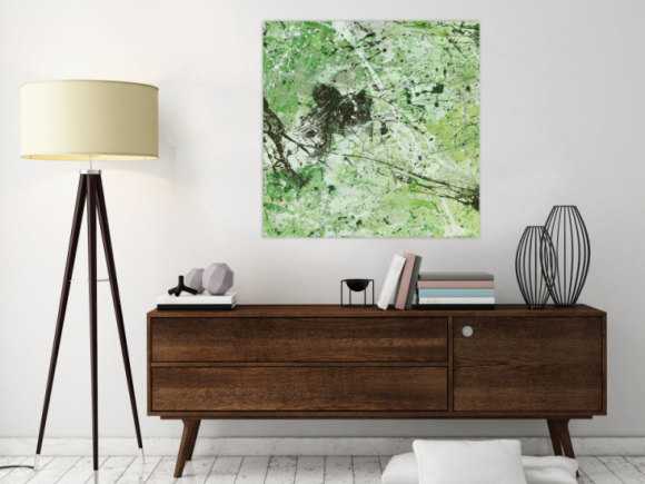 Abstraktes Acrylbild Modern Art handgemalt auf Leinwand Action Painting quadratisch