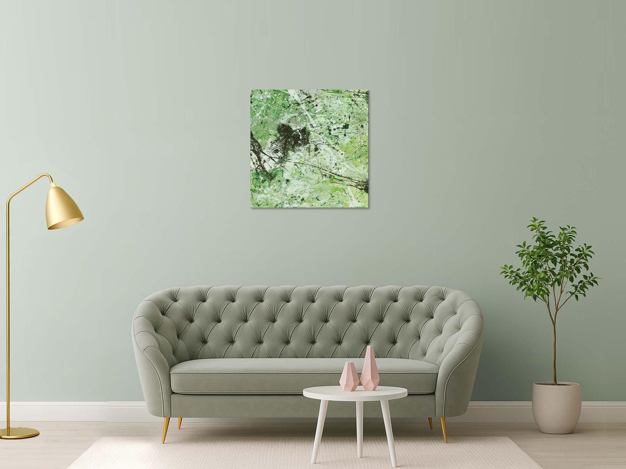 Abstraktes Acrylbild Modern Art handgemalt auf Leinwand Action Painting quadratisch