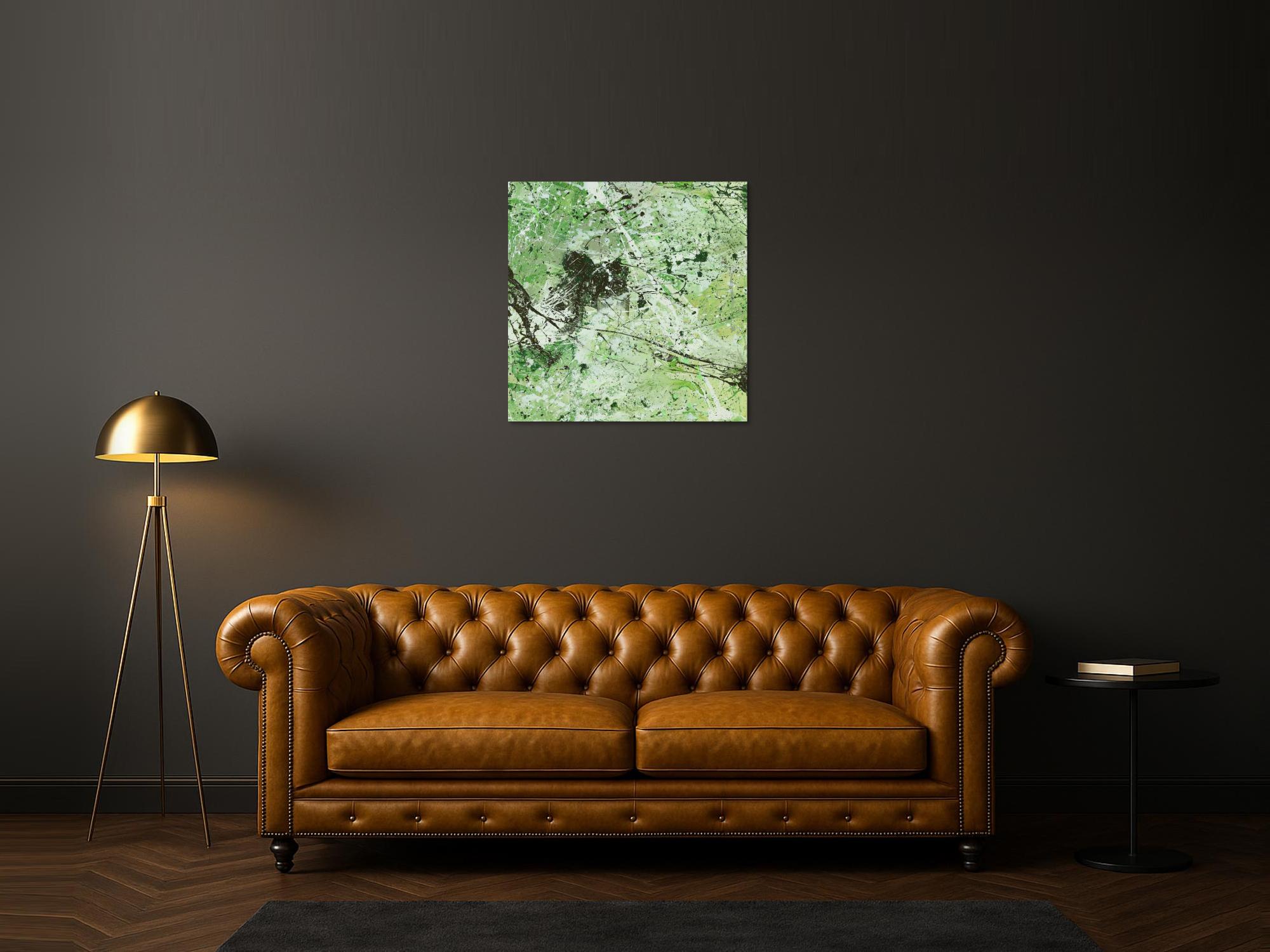 Abstraktes Acrylbild Modern Art handgemalt auf Leinwand Action Painting quadratisch