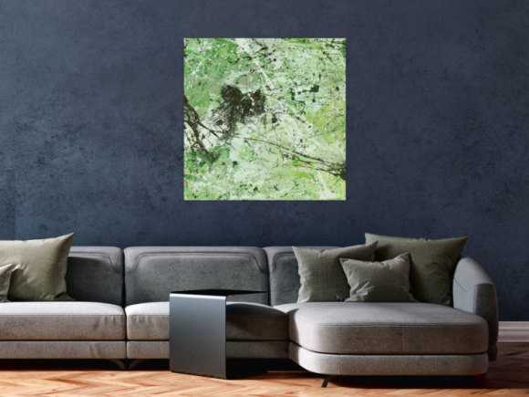 Abstraktes Acrylbild Modern Art handgemalt auf Leinwand Action Painting quadratisch