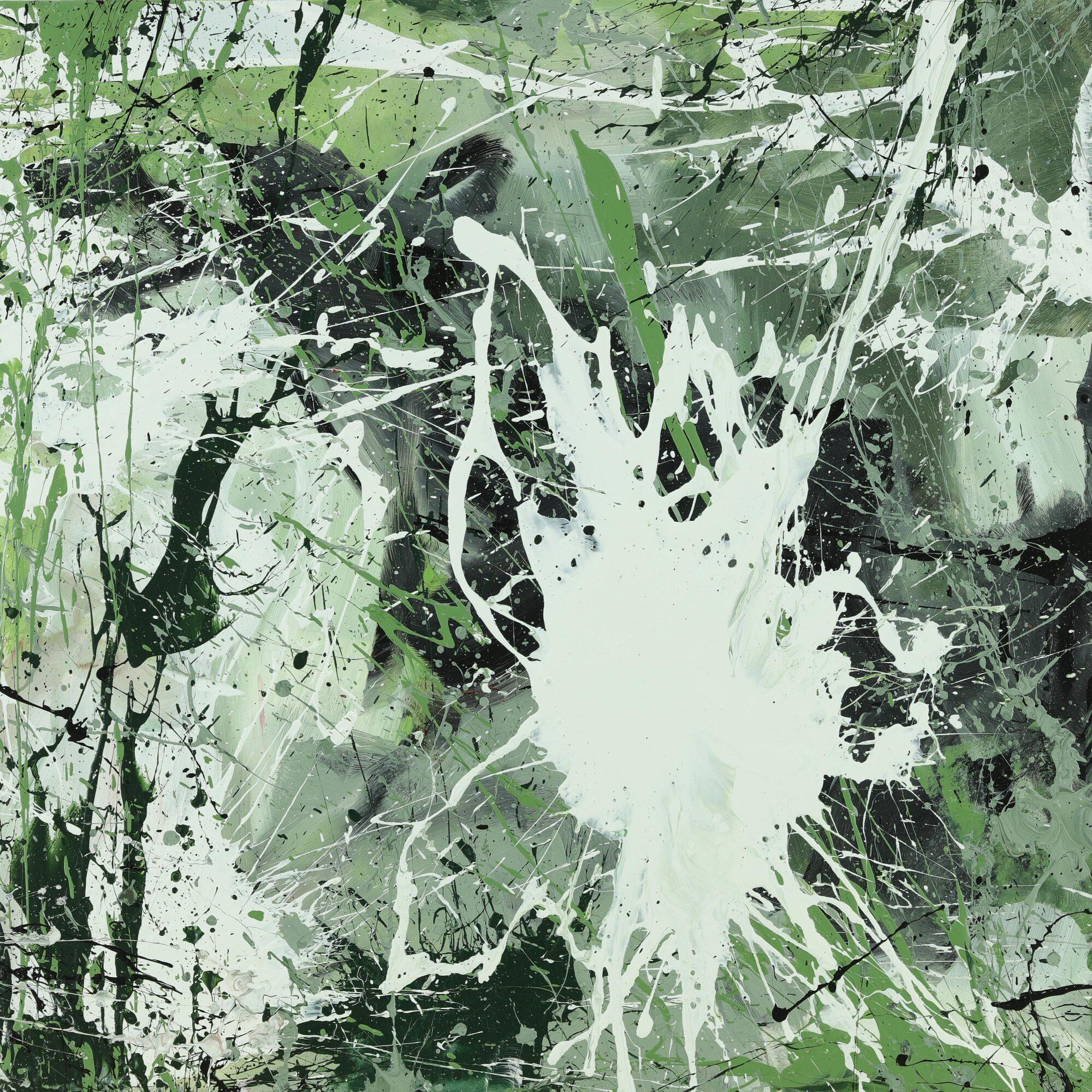 Abstraktes Acrylbild Modern Art handgemalt auf Leinwand Action Painting quadratisch