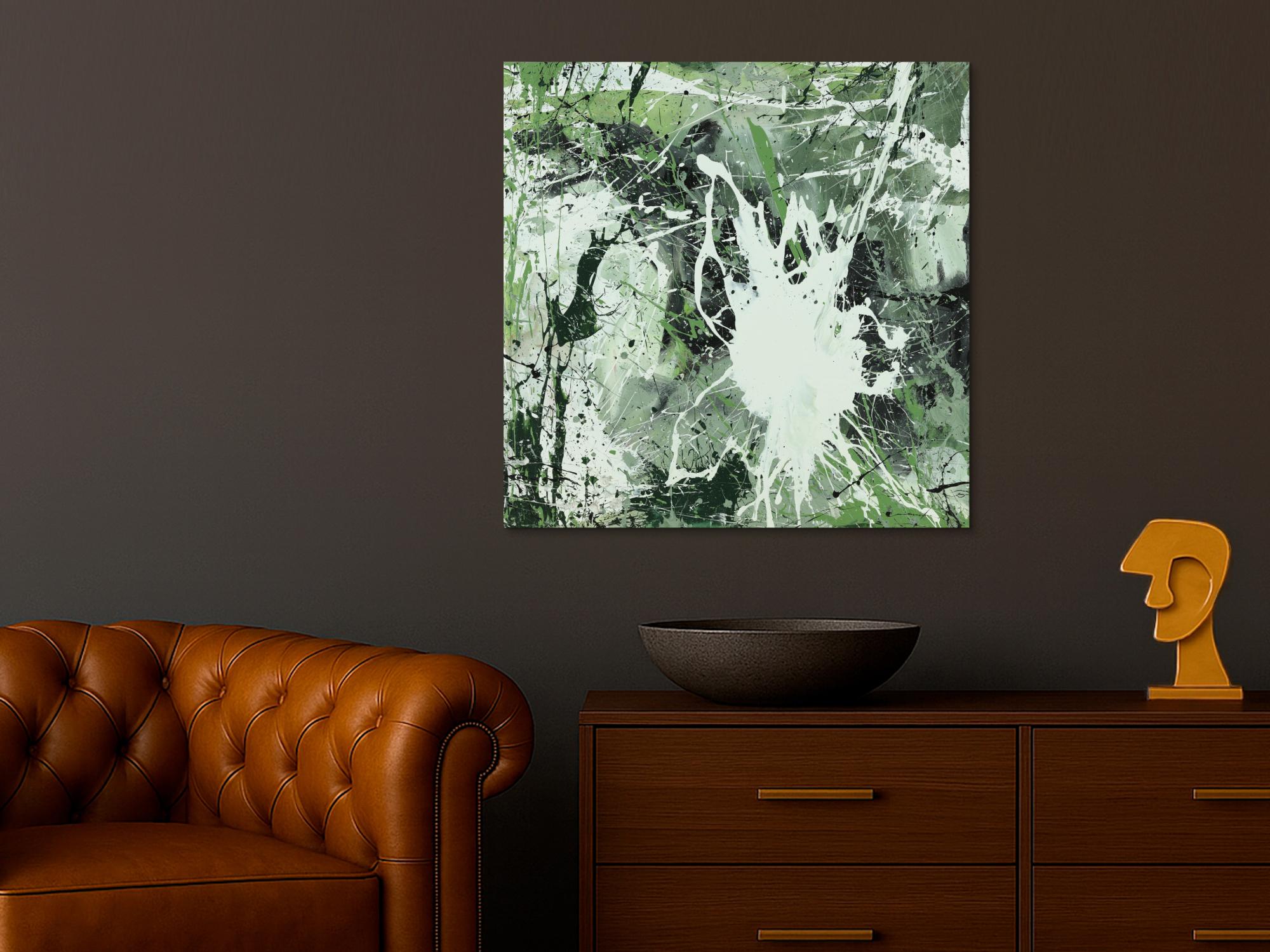 Abstraktes Acrylbild Modern Art handgemalt auf Leinwand Action Painting quadratisch