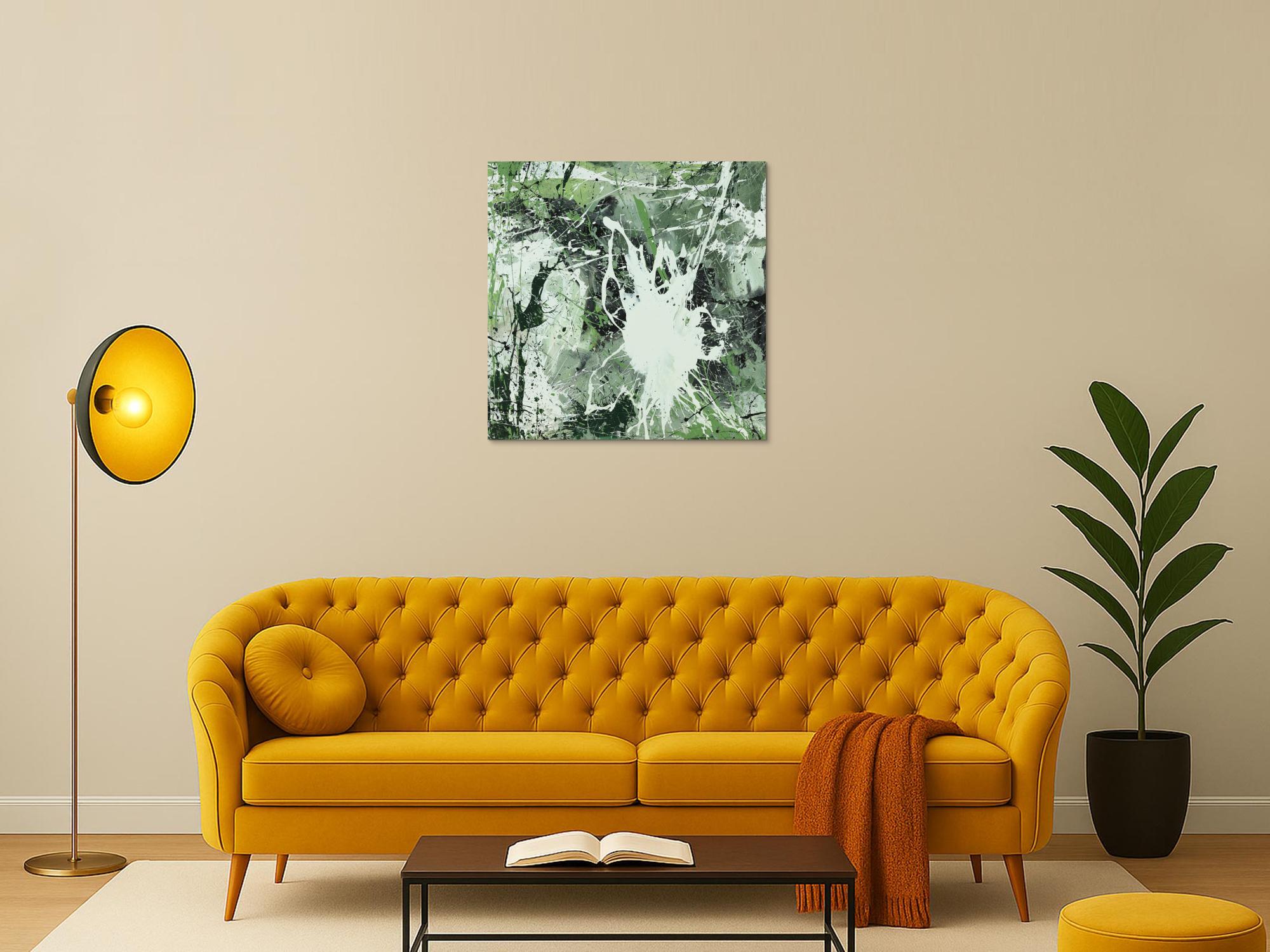 Abstraktes Acrylbild Modern Art handgemalt auf Leinwand Action Painting quadratisch