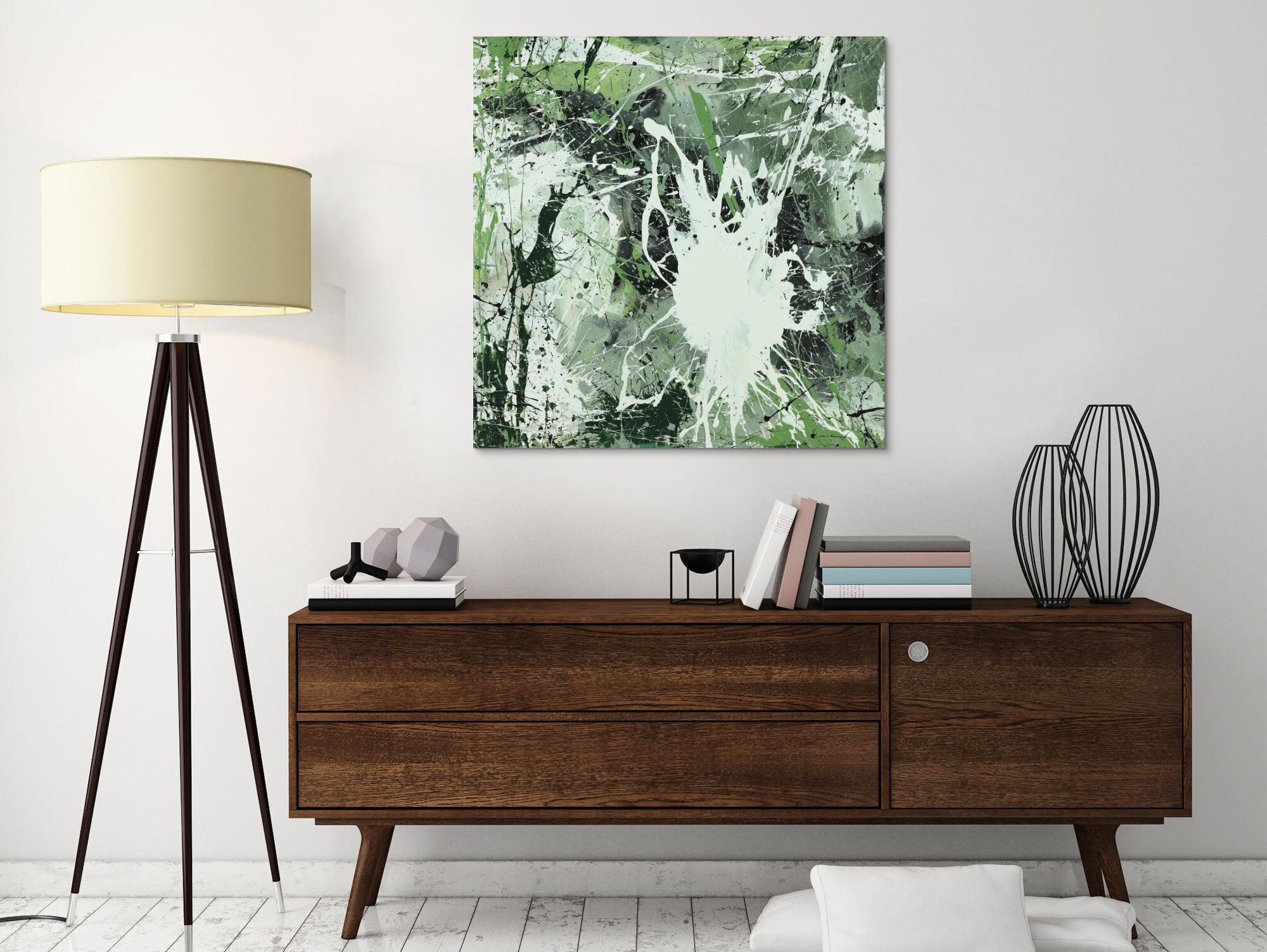 Abstraktes Acrylbild Modern Art handgemalt auf Leinwand Action Painting quadratisch