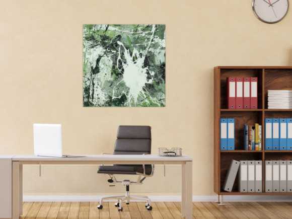 Abstraktes Acrylbild Modern Art handgemalt auf Leinwand Action Painting quadratisch
