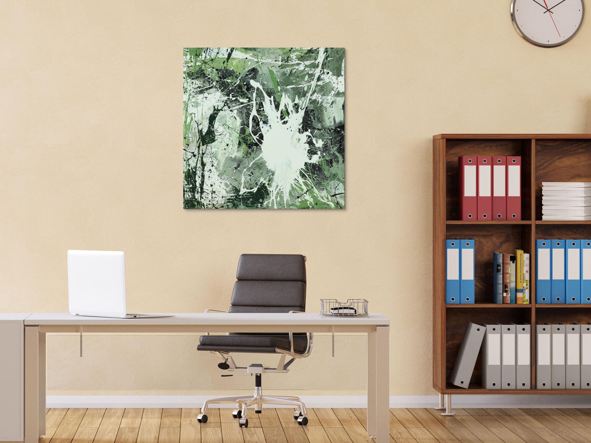 Abstraktes Acrylbild Modern Art handgemalt auf Leinwand Action Painting quadratisch