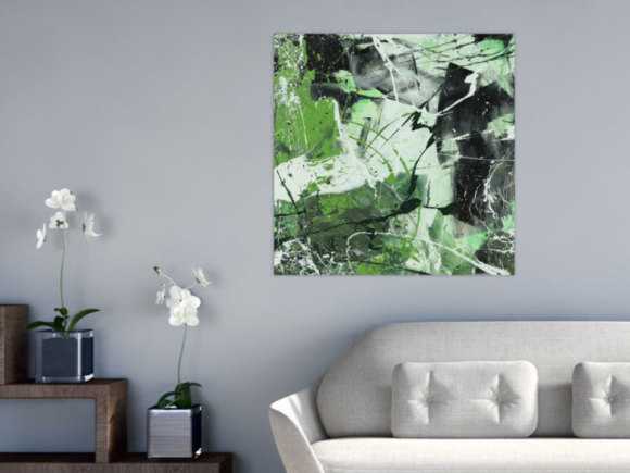 Abstraktes Acrylbild Modern Art handgemalt auf Leinwand Action Painting quadratisch