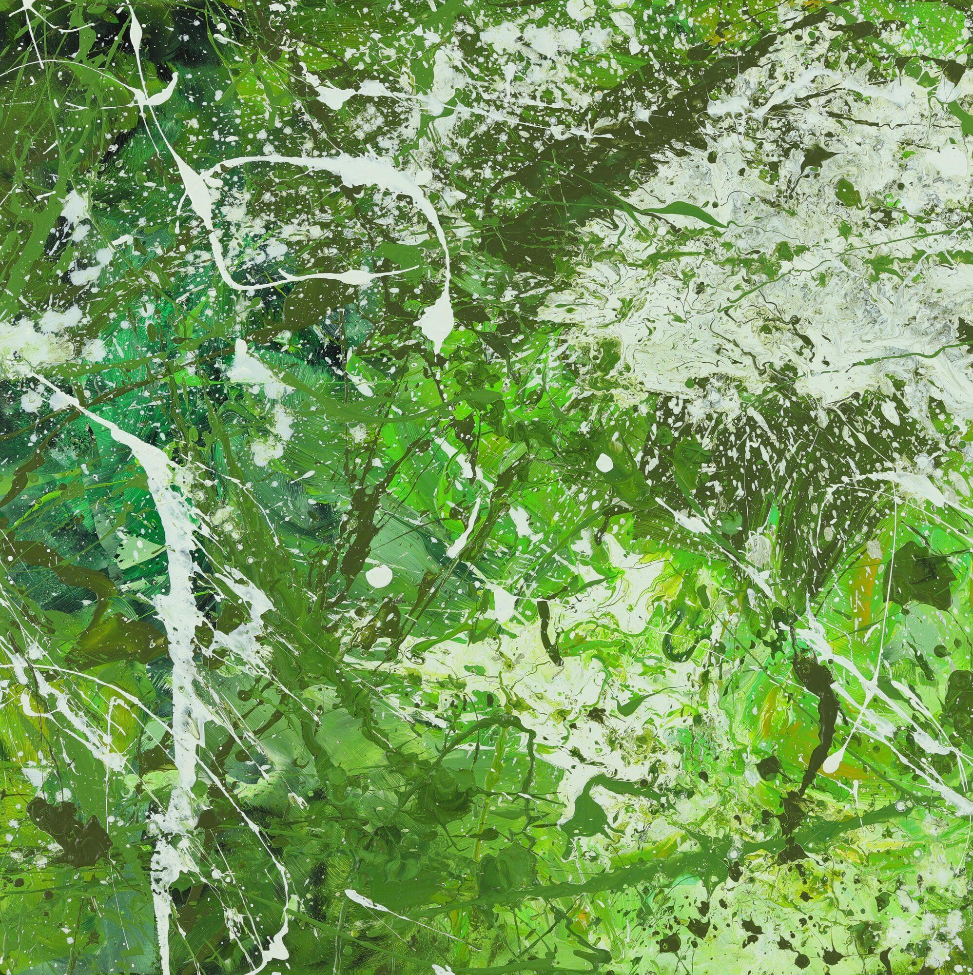 Abstraktes Acrylbild Modern Art handgemalt auf Leinwand Action Painting quadratisch