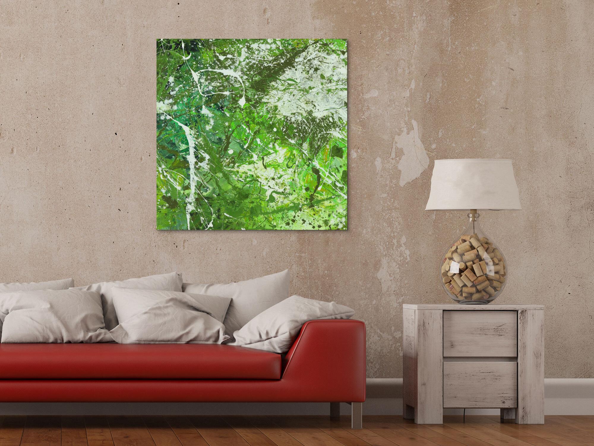 Abstraktes Acrylbild Modern Art handgemalt auf Leinwand Action Painting quadratisch