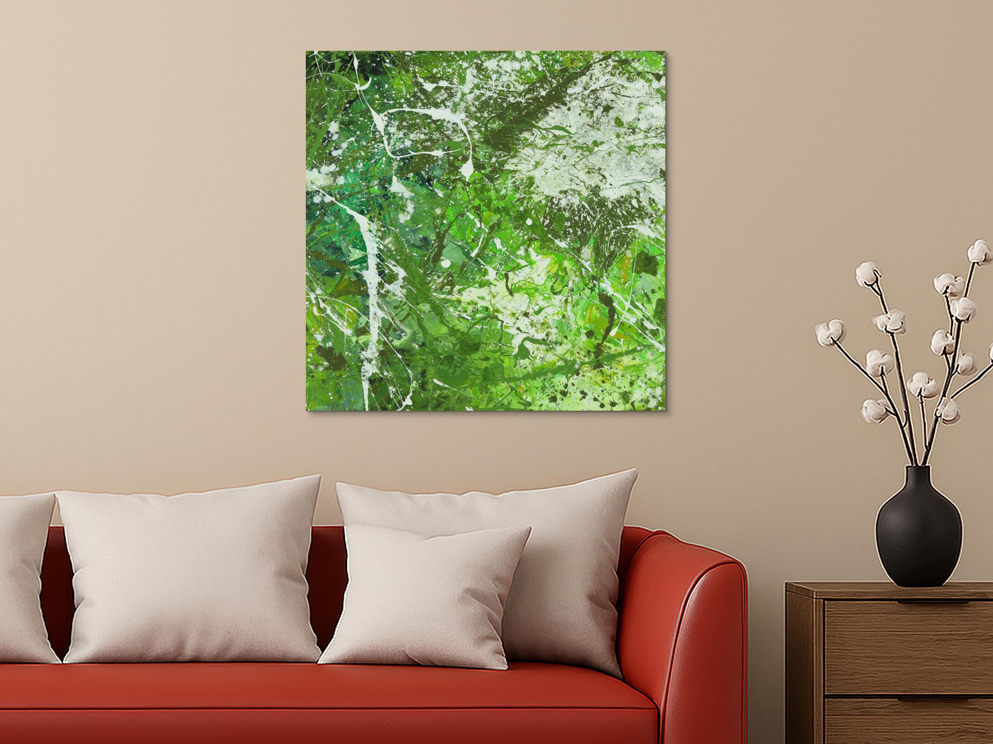 Abstraktes Acrylbild Modern Art handgemalt auf Leinwand Action Painting quadratisch