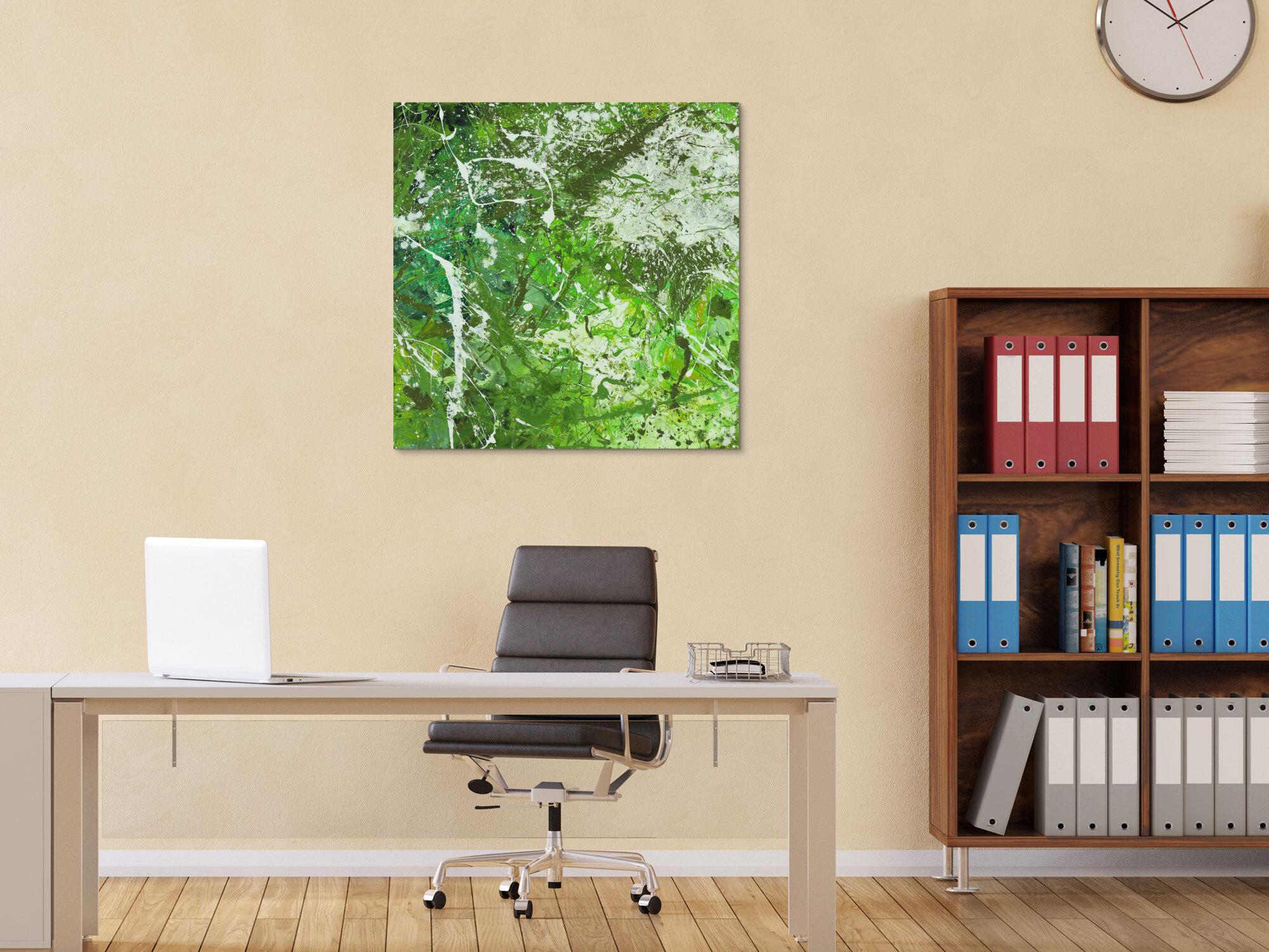 Abstraktes Acrylbild Modern Art handgemalt auf Leinwand Action Painting quadratisch