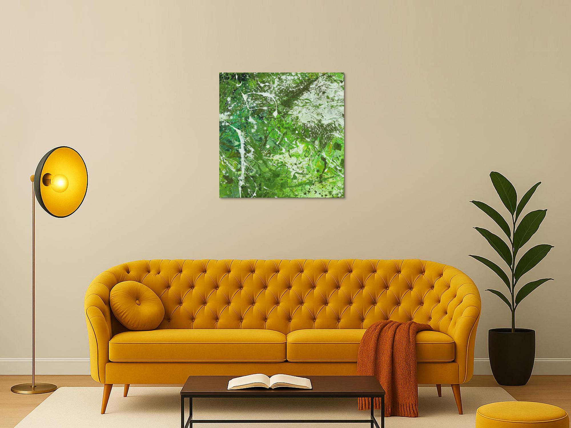 Abstraktes Acrylbild Modern Art handgemalt auf Leinwand Action Painting quadratisch