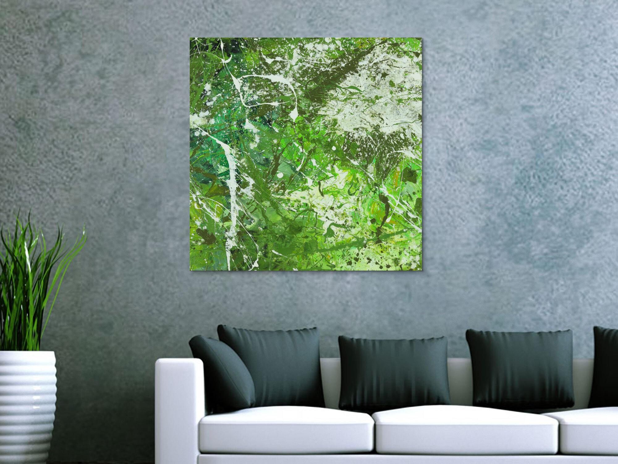 Abstraktes Acrylbild Modern Art handgemalt auf Leinwand Action Painting quadratisch