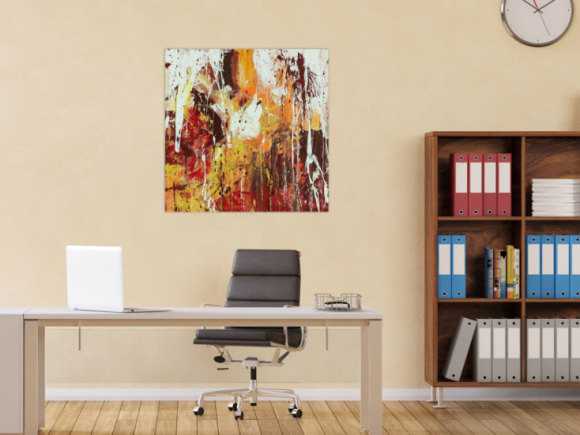 Abstraktes Acrylbild Modern Art handgemalt auf Leinwand Action Painting quadratisch